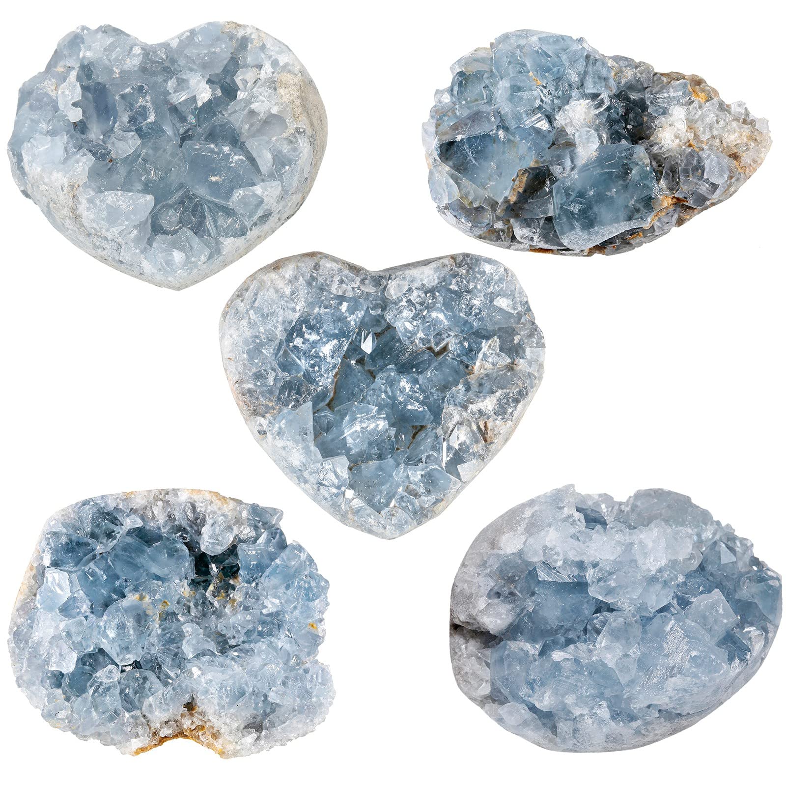KYEYGWO Naturel Irrégulier Bleu Célestite, Cristal Brut Cluster Géode Reiki Guérison Pierre Spécimen Décoration, 4.1"X3"X2.89"