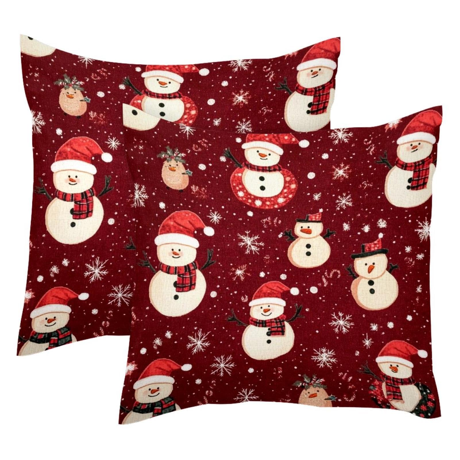 Housse de coussin velours Noël 50x50cm décoration canapé hiver double face
