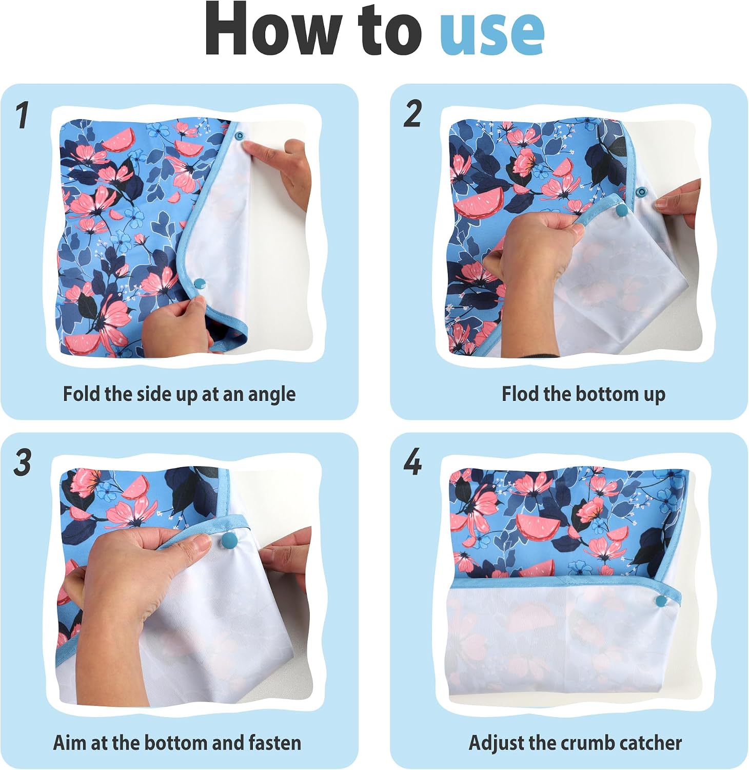 Leekalos 3 Pack Large Adult Bibs, Reusable Waterproof Washable Dining Clothing Protector with Crumb Catcher