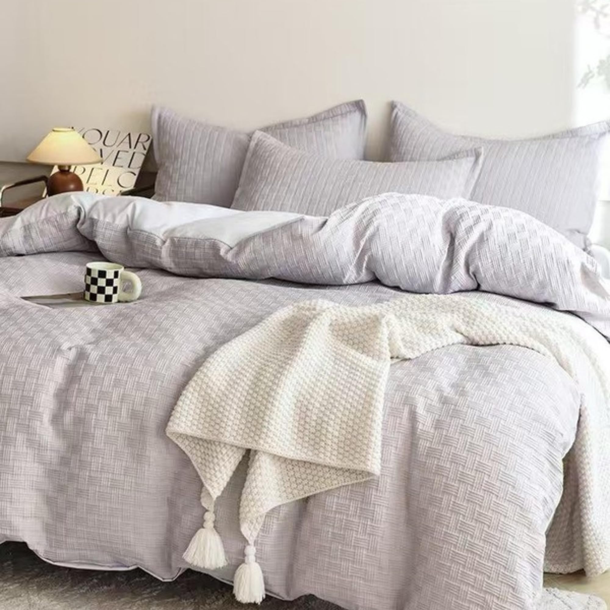 6Pcs King Bed Sheet Set With Duvet Cover 220x240 Microfiber Bed Sheets Bedding Set Includes 1 Fitted Sheet, 1 Quilt Cover & 4 Pillows Cases (6FM17)