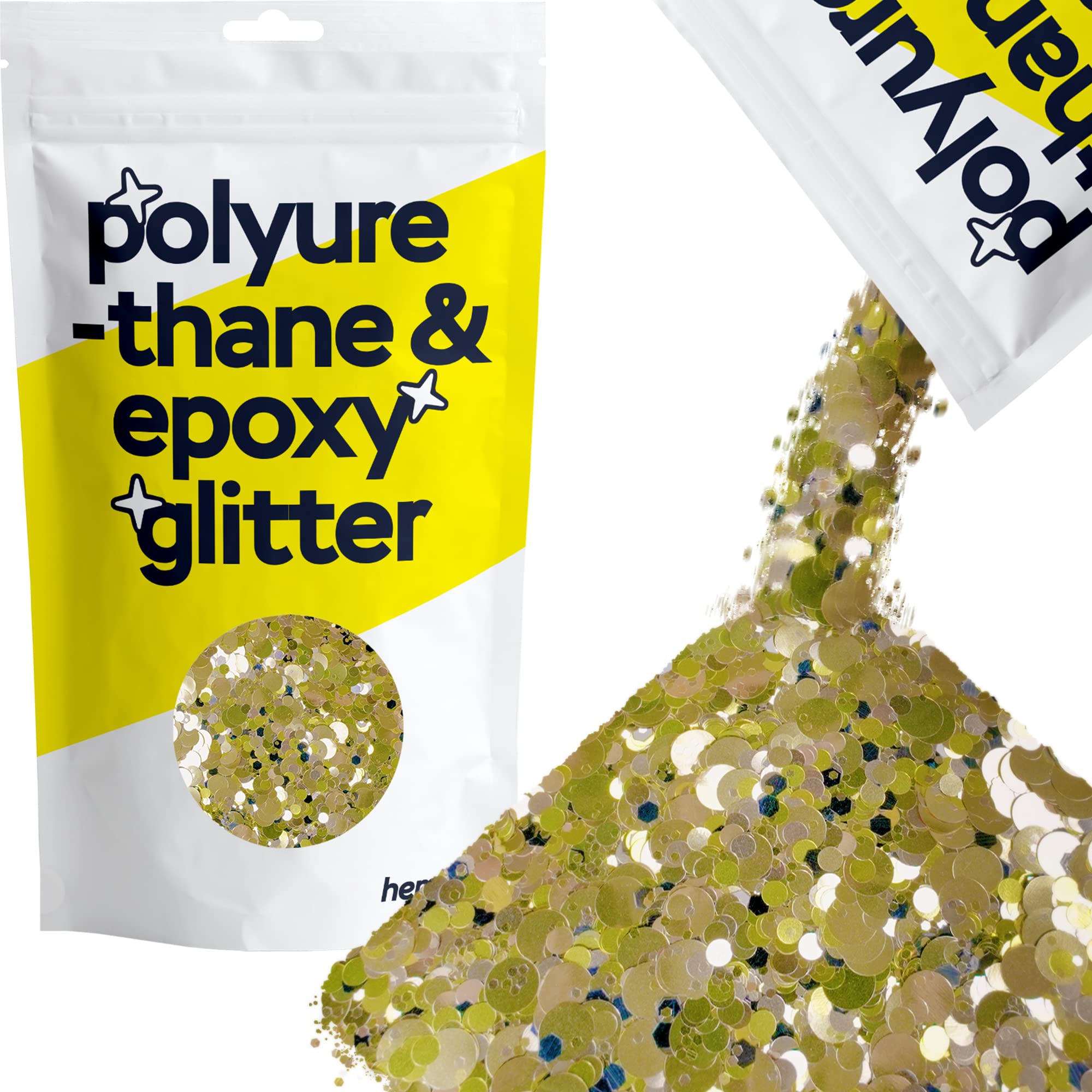 Hemway | Mixed Chunky Polyurethane & Epoxy Glitter - Bright Gold Black Tiger / 100g