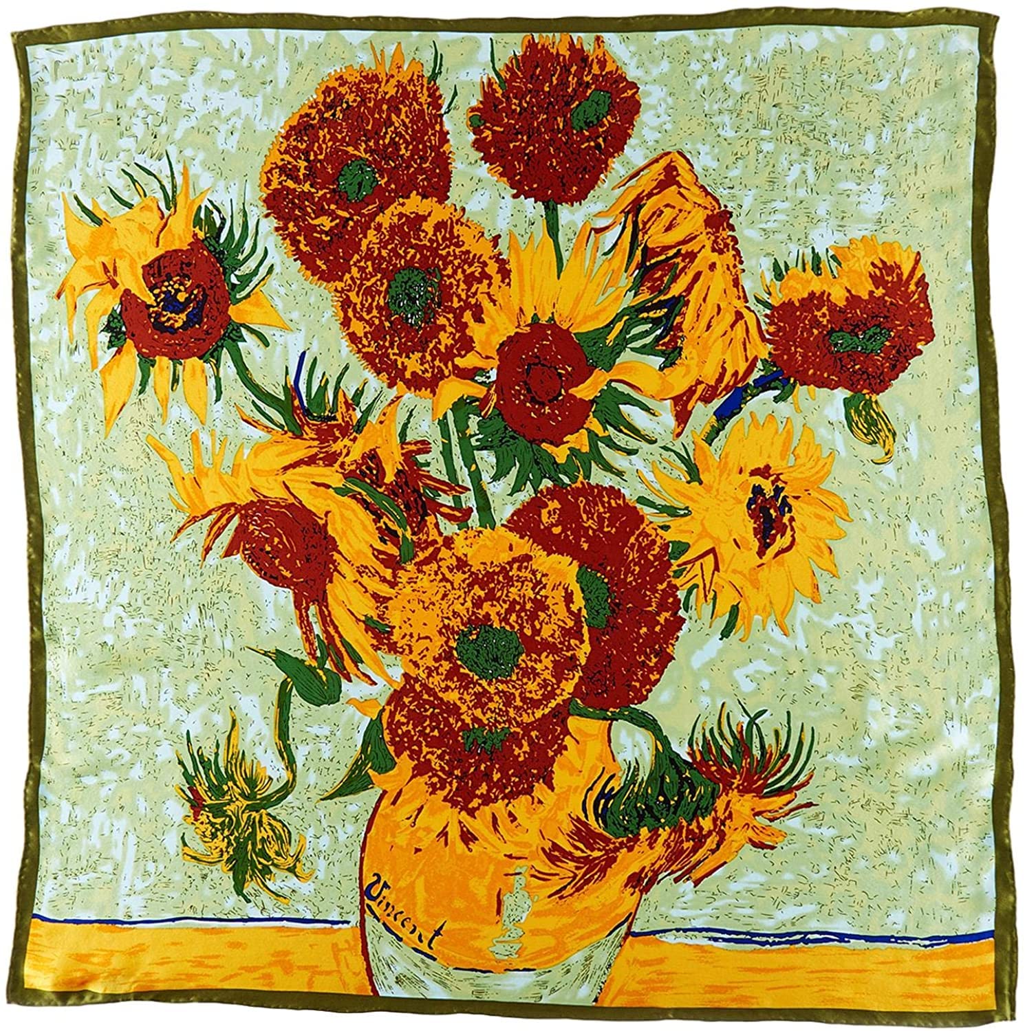 Pañuelo de seda de Van Gogh y corbata elegante de 90x90 8