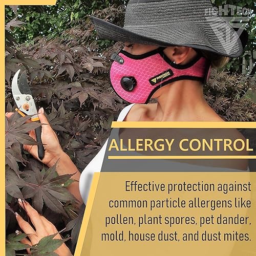 Miniatura 7 de FIGHTECH Máscara facial antipolvo con filtros de carbono extra activos y válvulas de aire, para carpintería, mudanza, construcción