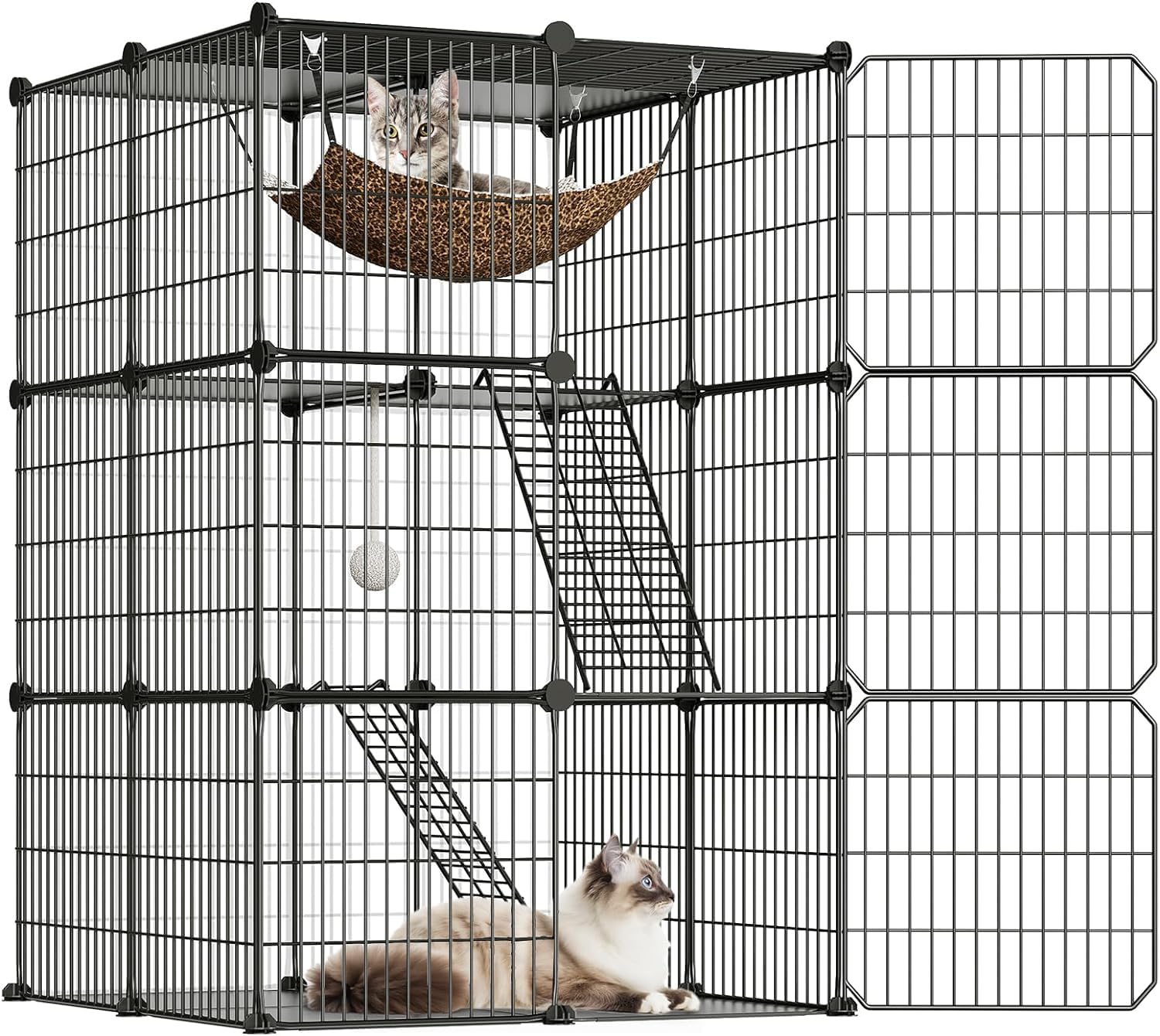 Catio Outdoor Cat Enclosure VEVOR Large 3-Tier Cat Cage, 28 X 28 X