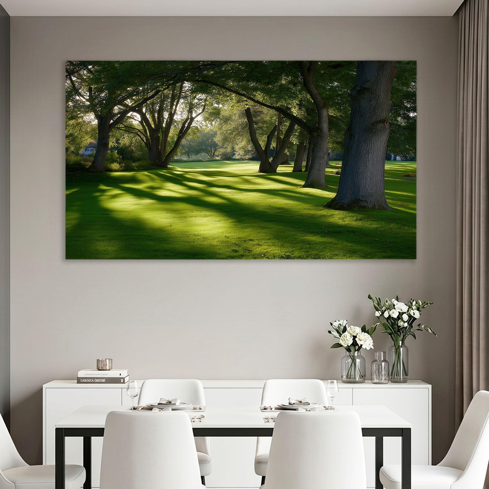 Quadro da parete con erba verde smeraldo, 90 x 60 cm (lunghezza x larghezza), fotografia naturale ad alta definizione, decorazione da parete, per camera da letto, bagno, ufficio, sala da pranzo