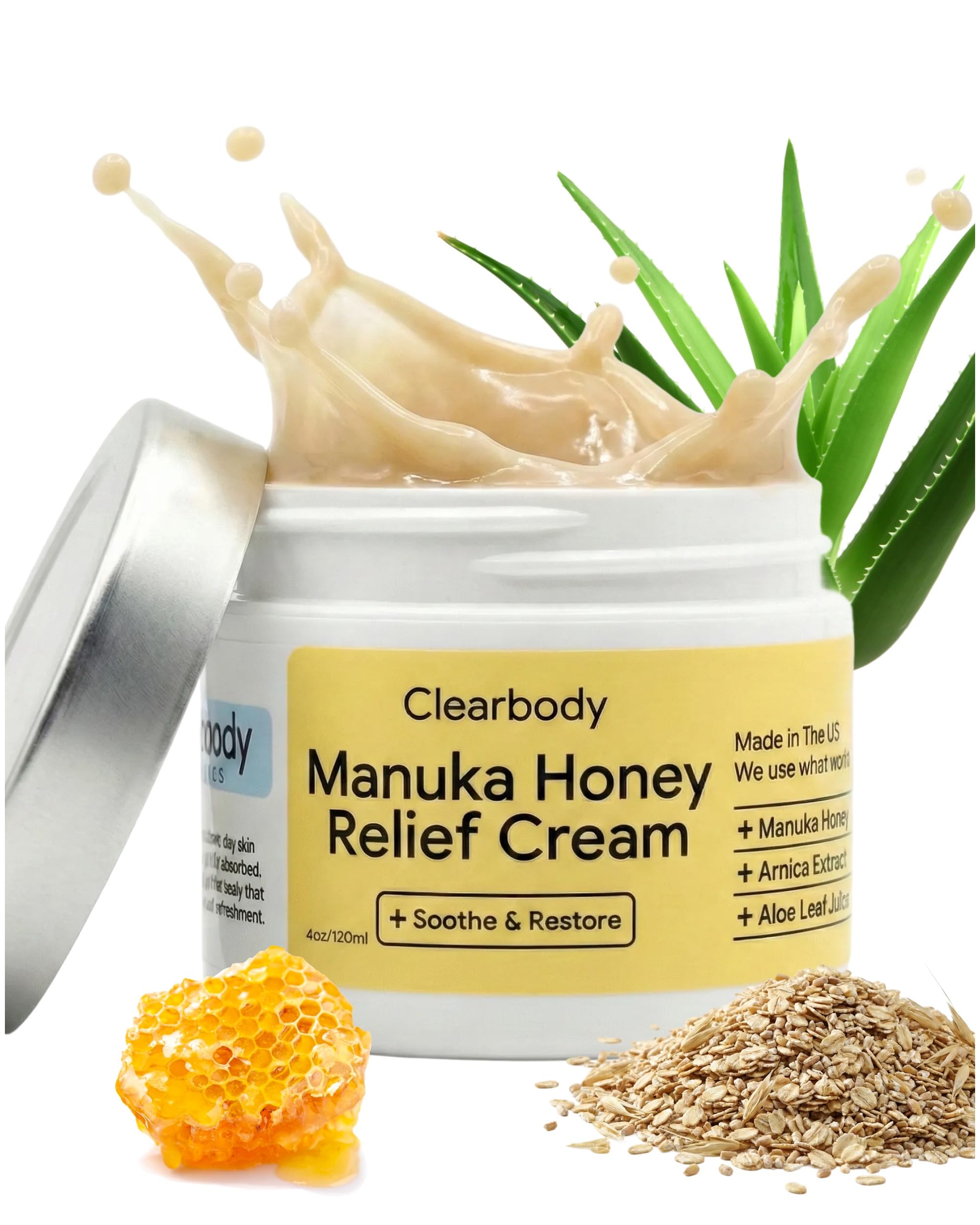 Clearbody Organics Oatmeal Lotion - 4 fl oz, Pack of 1 - Eczema Cream & Treatment - Natural Ointment for Eczema Manuka Honey Hydration Body Lotion