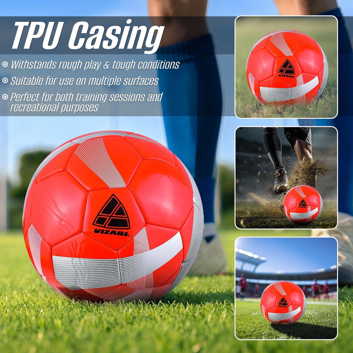 VIZARI Hydra Soccer Ball for Boys | Eye-Catching Outdoor Soccer Ball with Unique Graphics | Durable TPU Casing & Reinforced Rubber Bladder for Maximum Air Retention (Pack of 1, 6 & 12)