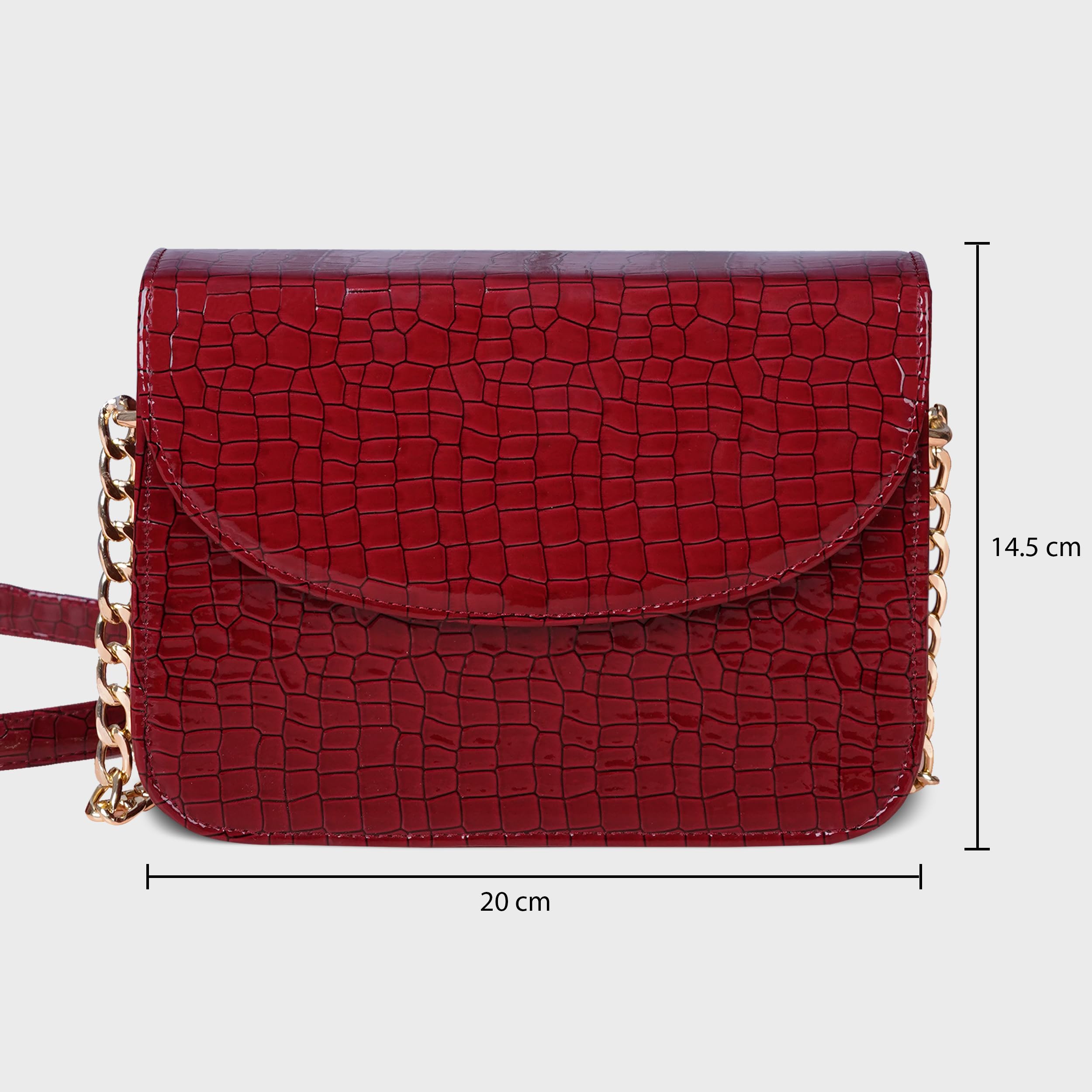 The Wallet Store Premium Brick Style Leather Sling Bag - Red