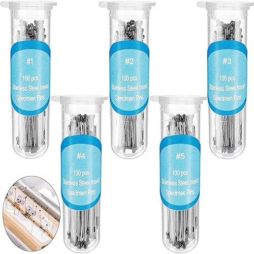 WILLBOND Kit de pasadores de insectos de acero inoxidable, pasadores de entomología, colecciones de mariposas, paquete variado para entomología