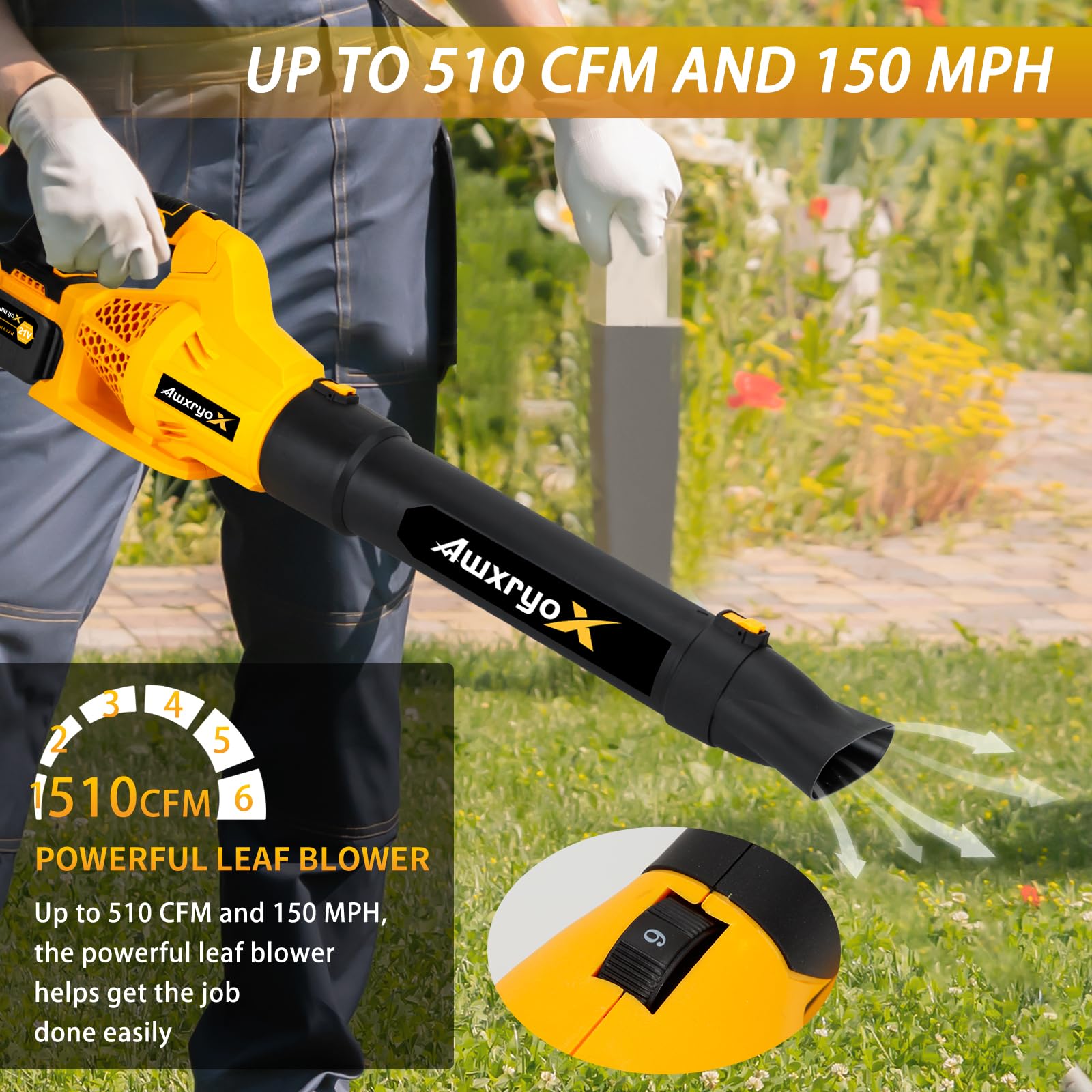 Worx WG520 Turbine 600 Leaf Blower - 12 Amp, Variable Speed, Corded Electric, 3-Year Warranty