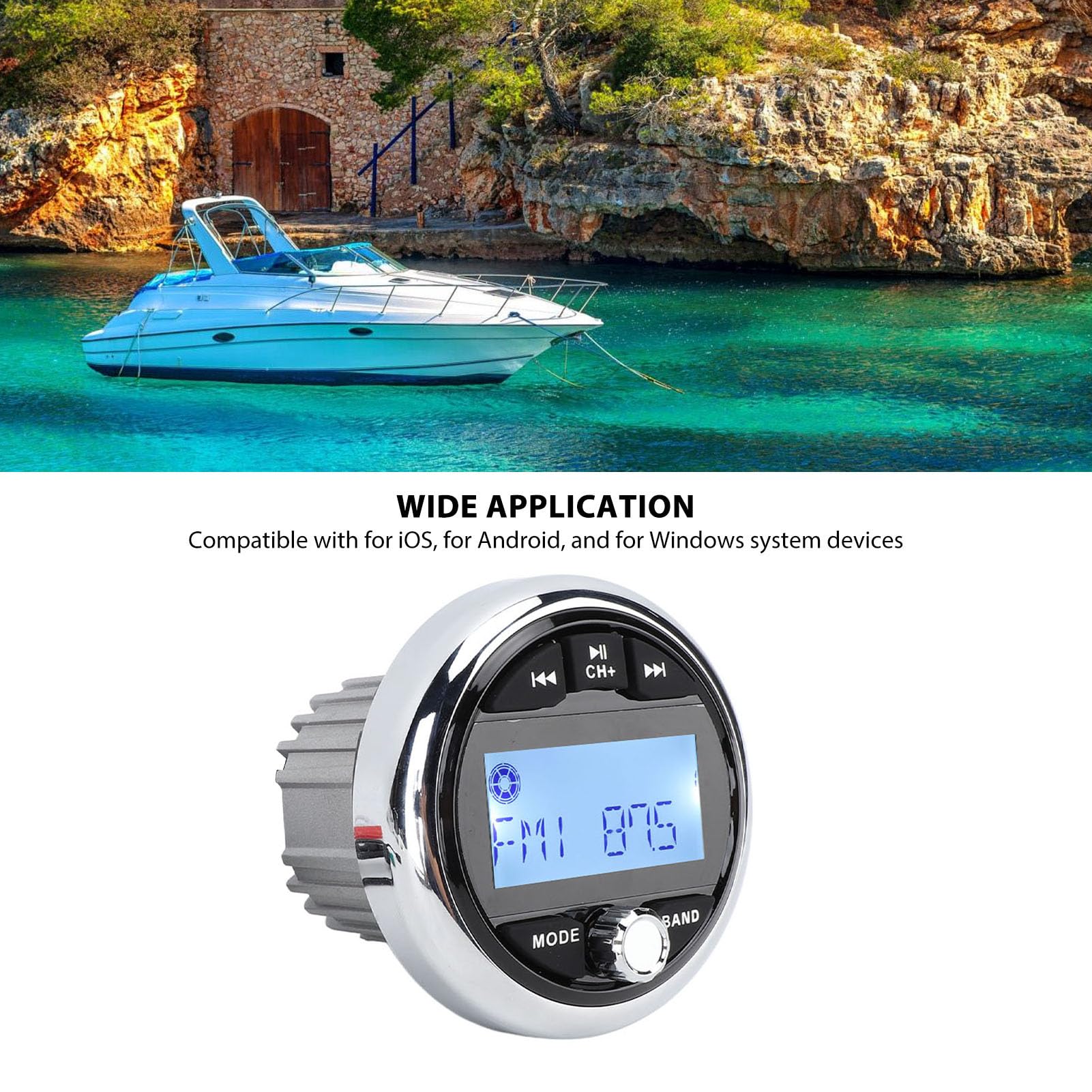 Kikumi Ricevitore Stereo Marino DC 12V Lettore MP3 Ricevitore Musicale Audio Multimediale Digitale per Nave di Veicoli di Ingegneria RV per Yacht