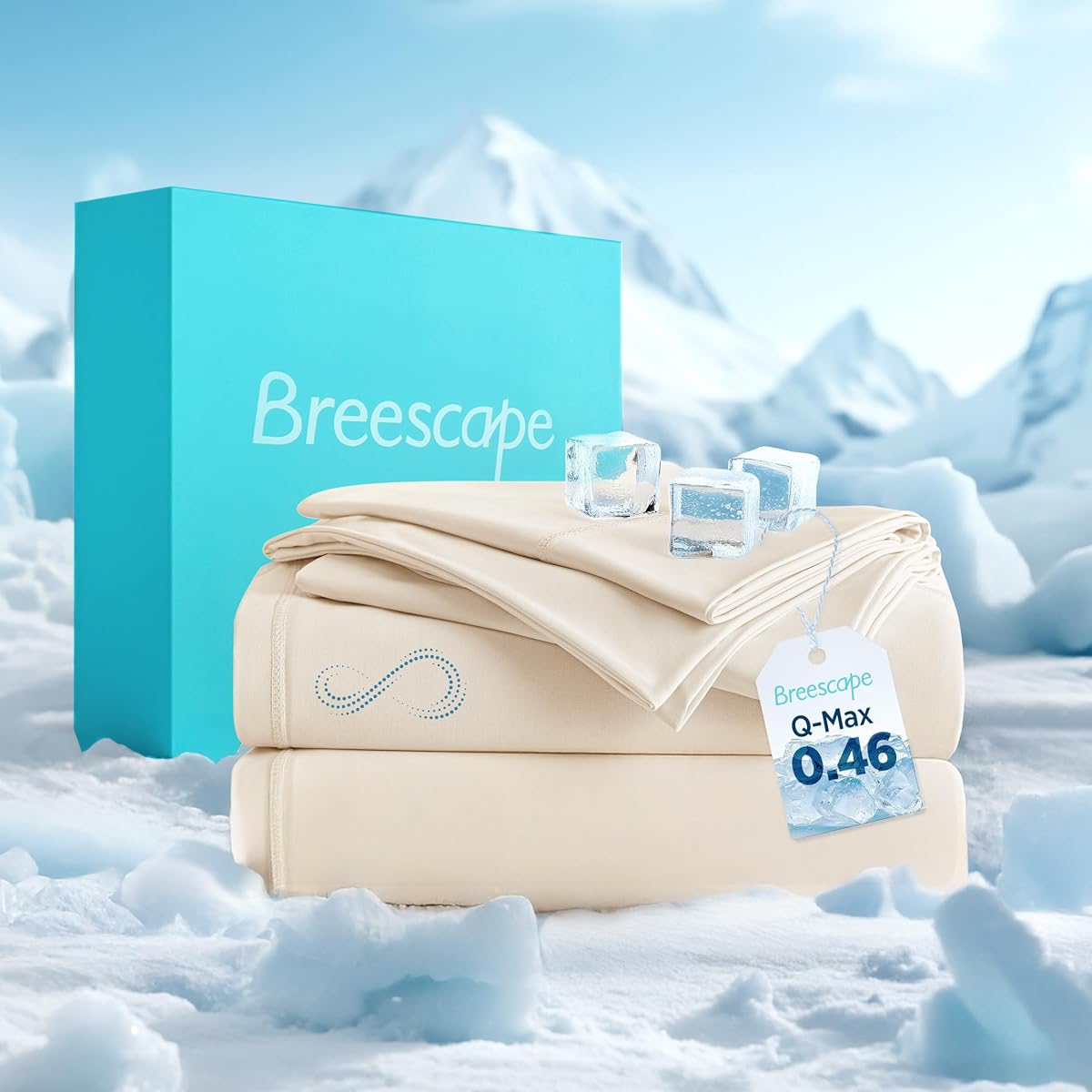 Breescape Cooling Sheets Full Size - BlendTek Dry & Cool Technology Cooling Bed Sheets for Hot Sleepers and Night Sweats, Q-Max>0.46 Tech Full Sheet Set, Deep Pocket Up to 18", Ivory
