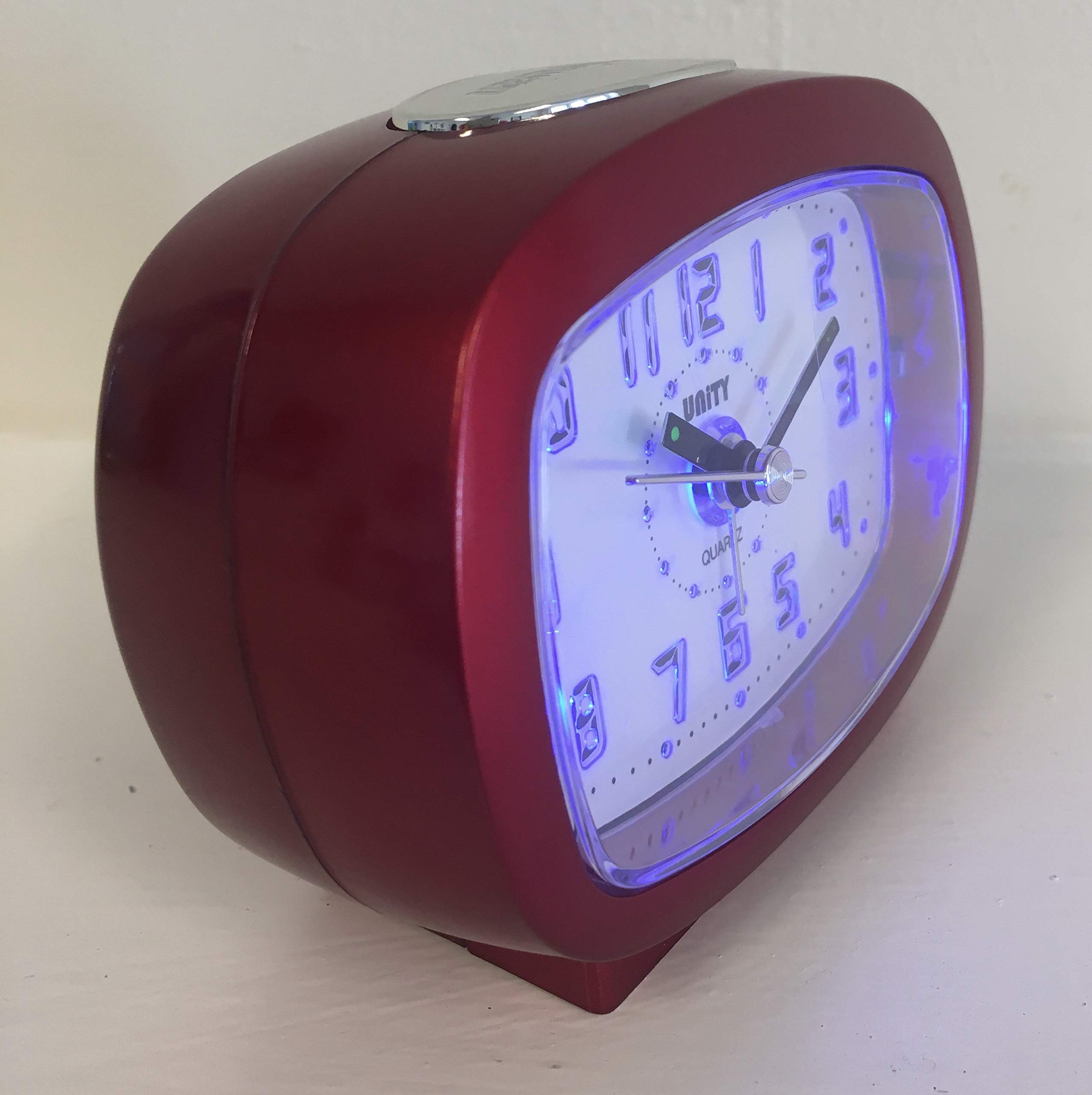 Unity Sveglia con segnale acustico con luce LED, Rossa, 9 x 7,5 x 4,5 cm
