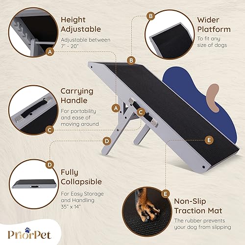 Miniatura 3 de Rampa para perros para sofá, antideslizante, resistente, plegable, soporta hasta 200 libras, ajustable de 7 a 200 pulgadas, plataforma de aterrizaje
