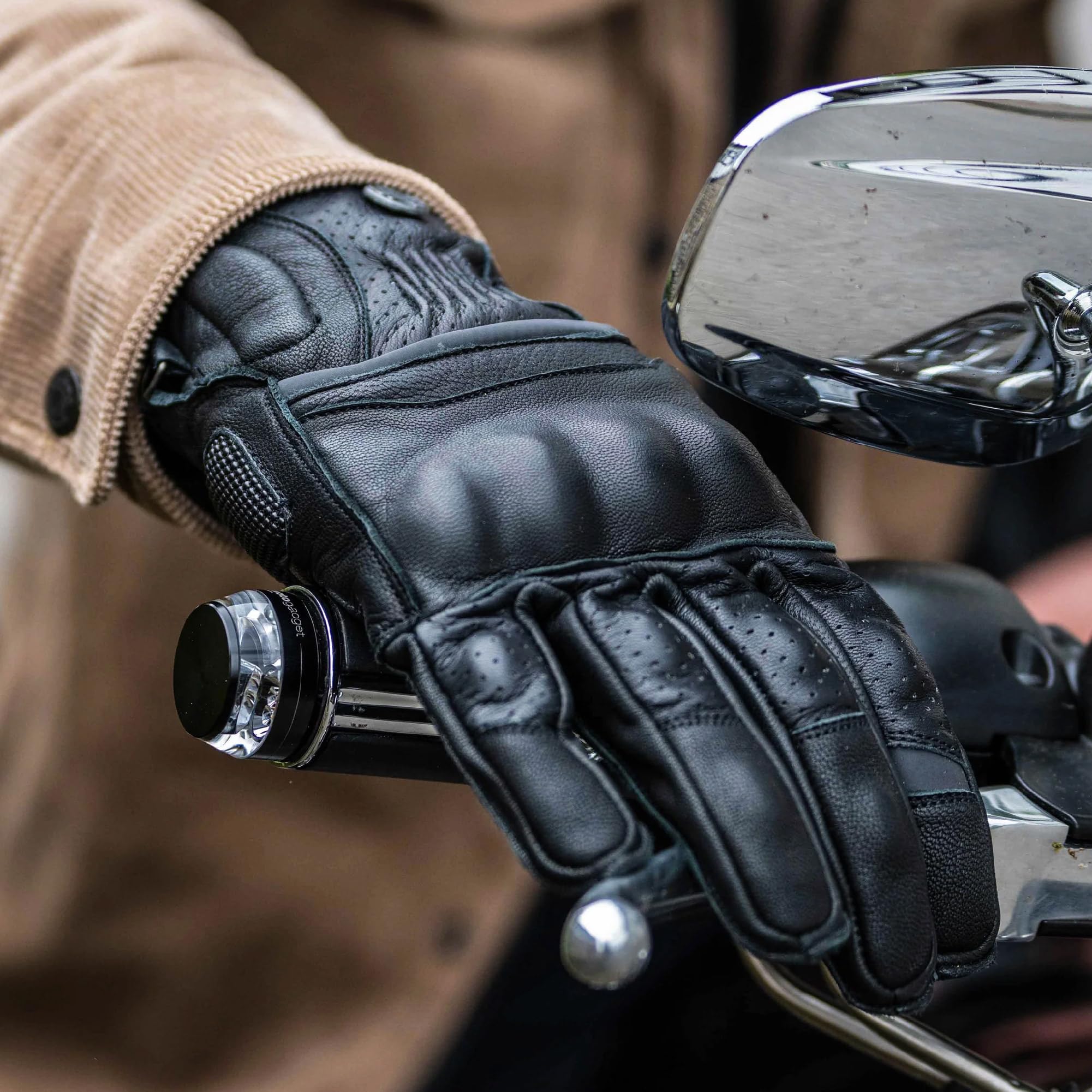 Classic Line Motorradhandschuhe Herren - Hochwertiges Echtleder, Verstärkter Knöchelschutz, Touchscreen-kompatibel, Atmungsaktiv, Einstellbar, Elegant & Sicher