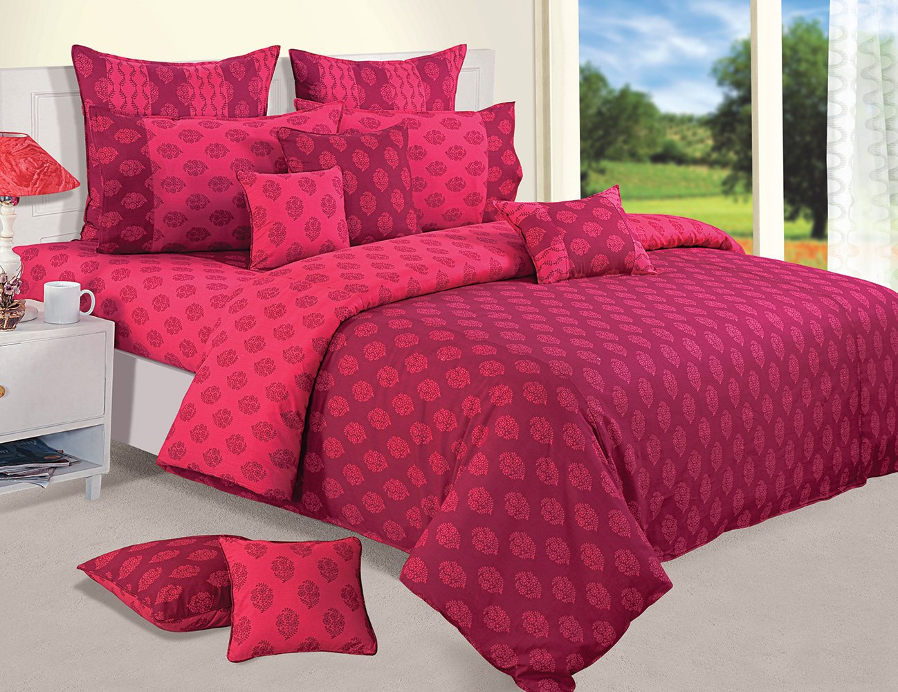 Swayam Cotton 1 Single Duvet Cover | Rajai Cover | Quilt Cover | Comforter Cover | Maroon | Ethnic-image-21