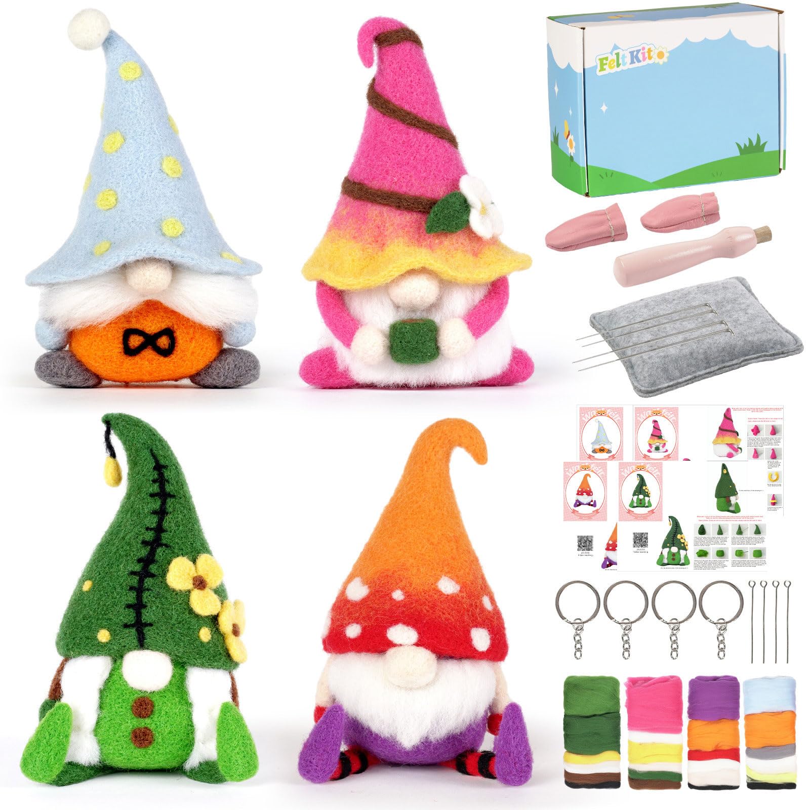 Tsophreniq Hand Non Finished Poked Set Beginners Needle Felting Kits Create Wool Felt with Ease Christmas Gnomes Plush Toy