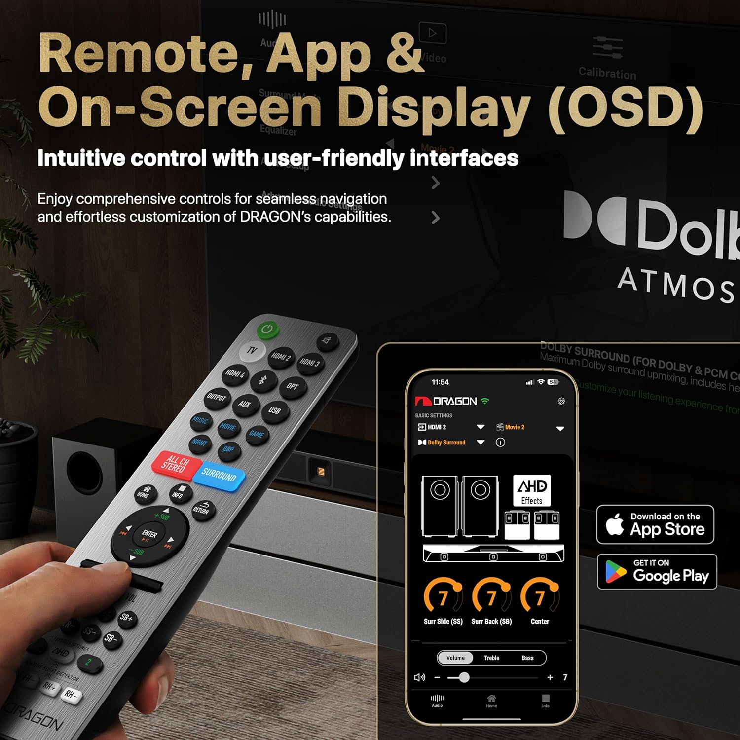 Nakamichi Dragon 11.1.6 Ch Surround System w Dolby Atmos/DTS:X Pro (Pro Cinema Engine), HiFi AMTs, Reference 12" Sub, Bipolar Surr, 6 Discrete Height Ch, 3000 Watts Max Output. AVR Grade Soundbar - Image 9