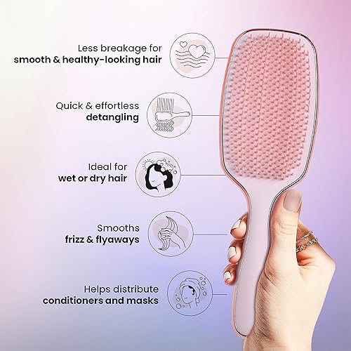 Miniatura 4 de Cepillo desenredante definitivo para cabello grueso, rizado, liso y natural. Cepillo desenredante seco y húmedo sin dolor para mujeres, niños y