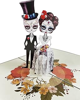 Corpse Couple, Corpse Bride and Groom, Funny Wedding Card, Birthday Card, Halloween, Valentine's Day, Day of the Dead, Dia de Muertos (on Flower)