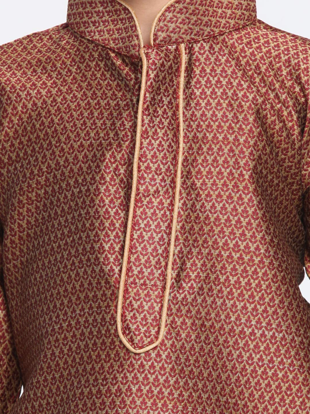 Jbn Creation Boys' Maroon And Rose Gold Silk Blend Kurta And Pyjama Set_Vasbk047Manprg_32