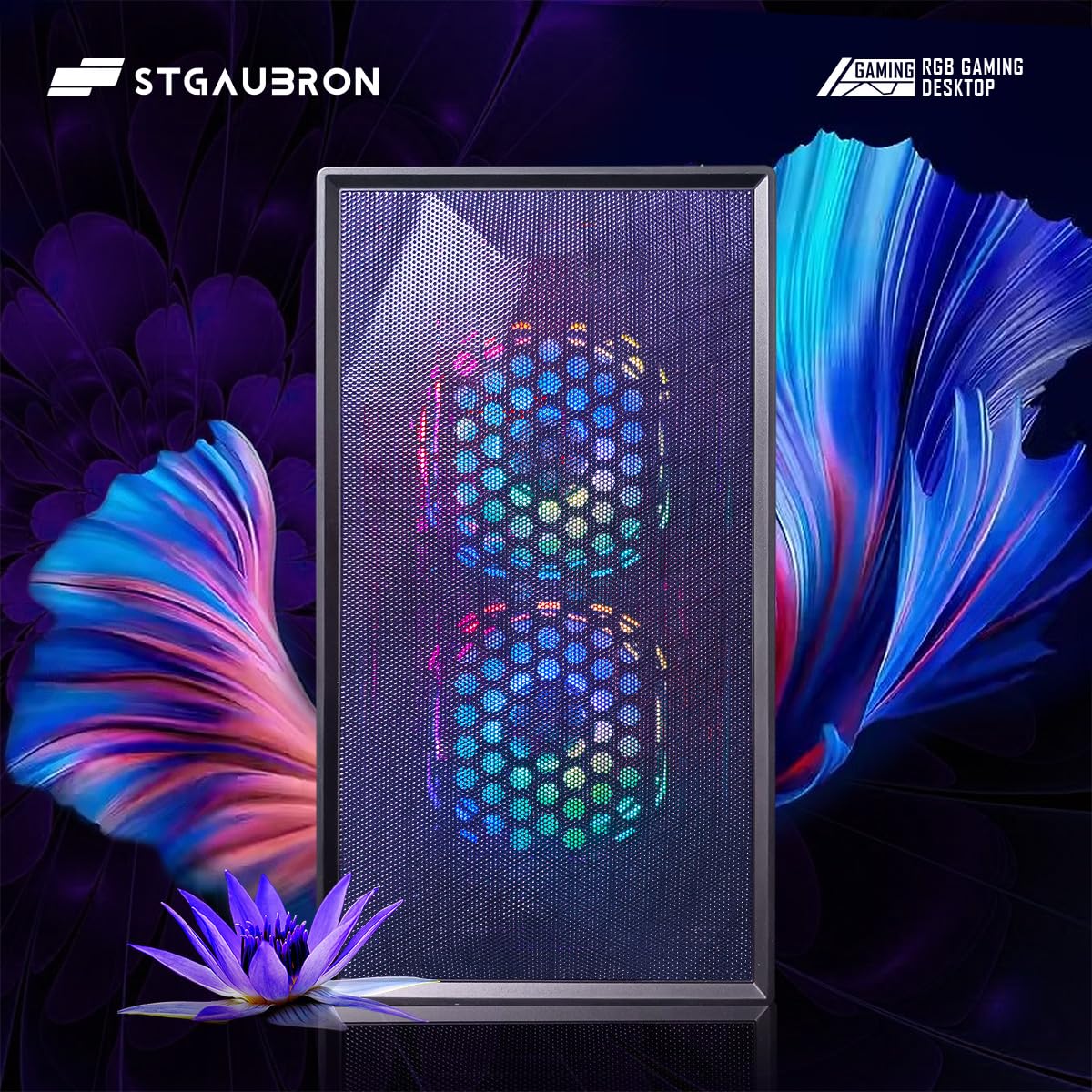 STGAubron Gaming PC Computer Desktop, Intel Core i5-9400F up to 4.1G, GeForce GTX 750 Ti 4G, 16G DDR4, 512G SSD, WiFi 6, BT 5.2, RGB Fan x3, Windows 11 Home