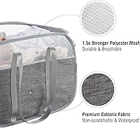 Vista 5 de TECHMILLY Cesta de lavandería plegable, cesto de malla desplegable a prueba de roturas con asas de transporte reforzadas para lavandería, baño