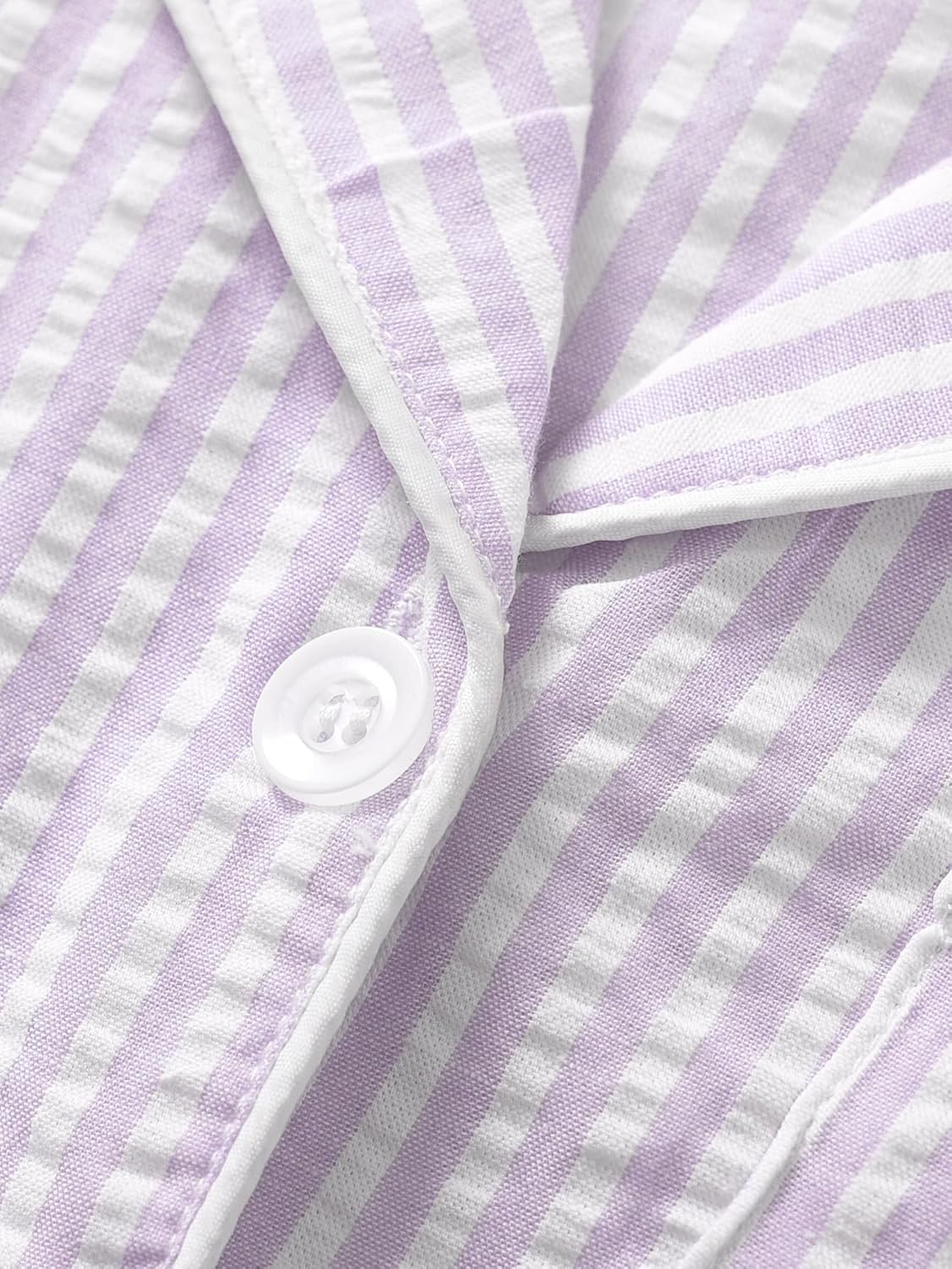 Women's Petite Pajama Set Petite Size Cotton Seersucker Pjs - Image 5