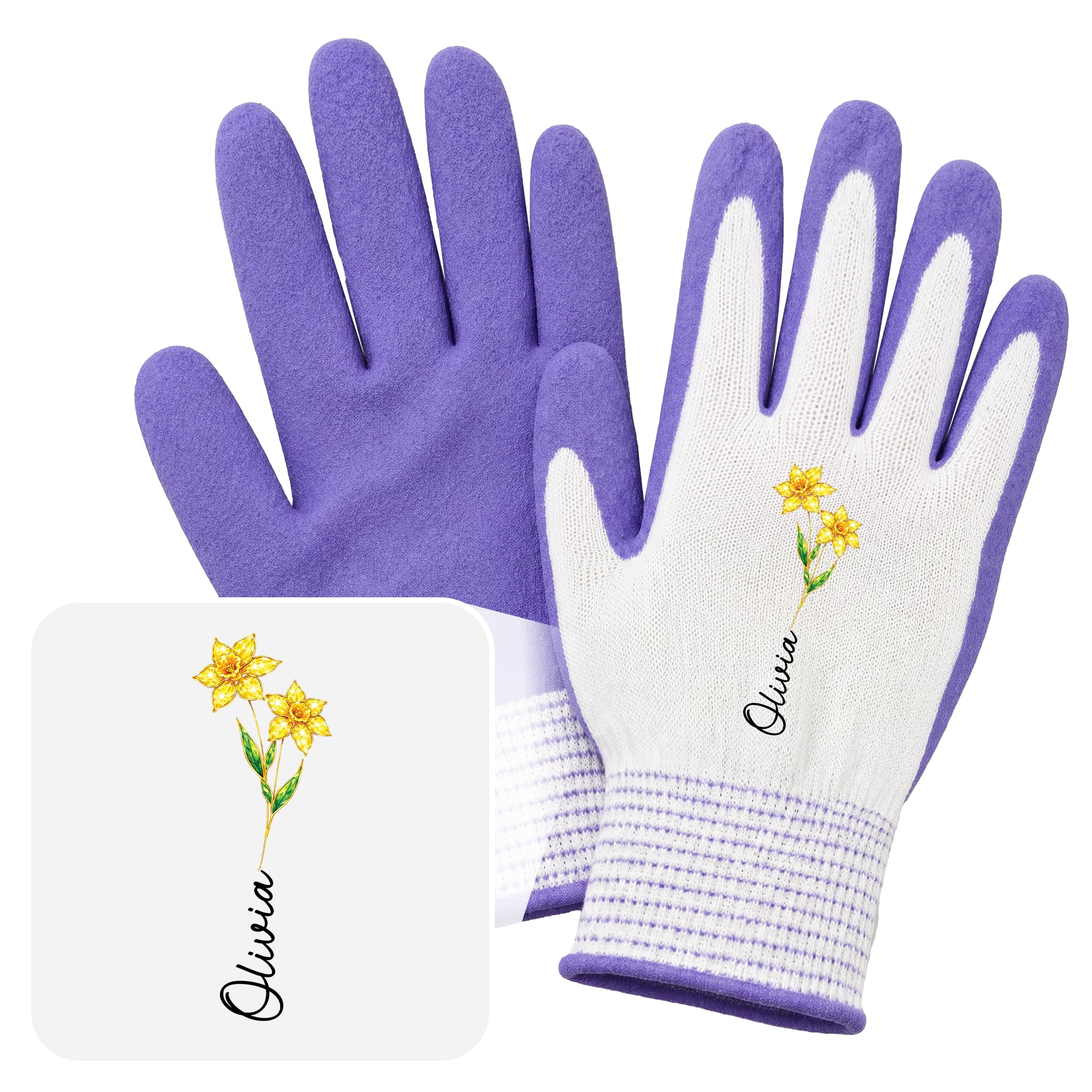 Personal Chic Personalised Gloves - Floral Gloves with Name - Garden gloves Women, Ladies Gardening Gloves, Garden Glives, Gardening Glives, garden glove for women (Model #4)