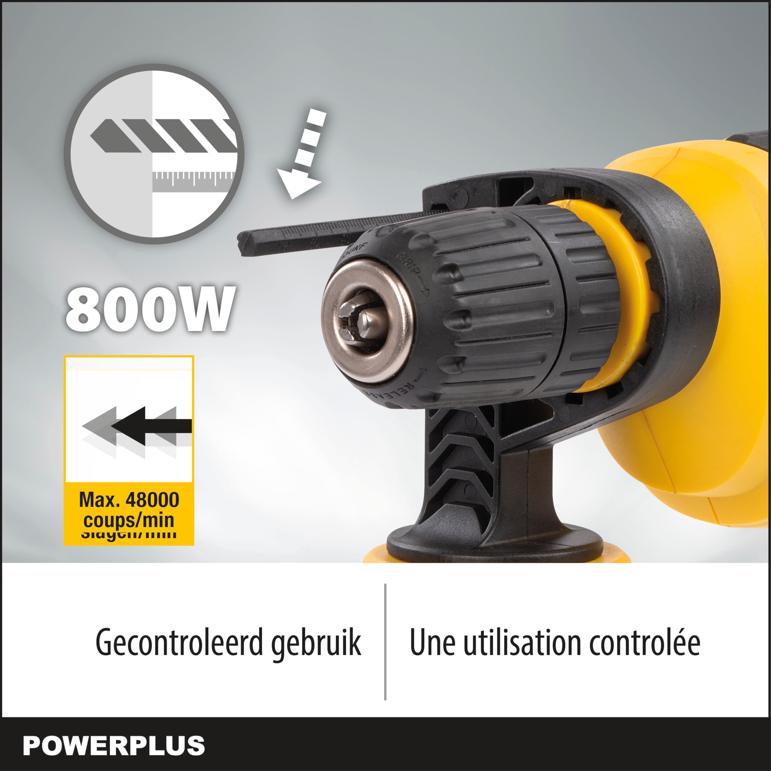 Powerplus POWX0265-2 w 1: wiercenie (udarowe), moc wiercenia 800 W, przełącznik lewo-prawy, do śrub – 78 acc.