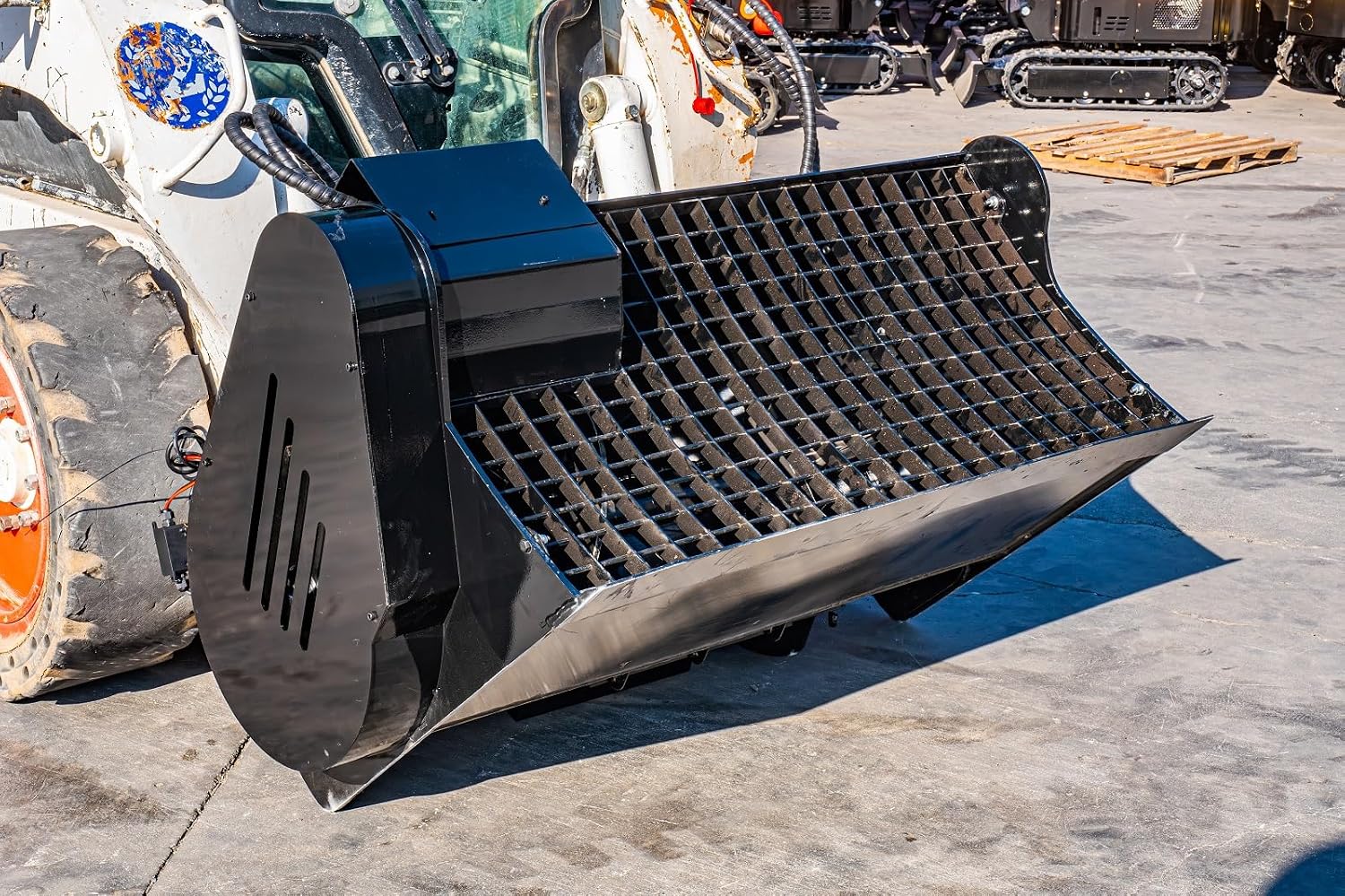 92 Gallon Skid Steer Concrete Mixer Attachment, Hydraulic Cement Mixer, Universal SSQA for Bobcat Kubota John Deere, Heavy Duty Concrete & Mortar Mixer for Construction, Farm, Landscaping