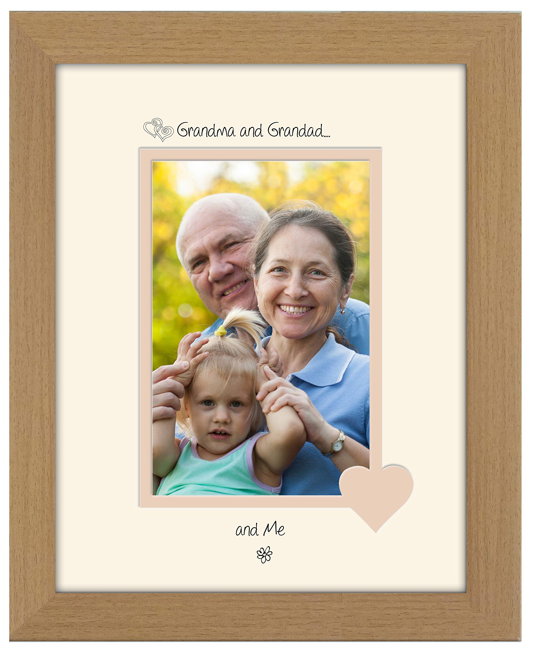 Photos In A Word Oak Finish Frame Cream Mount Beige Inside Grandma & Grandad Photo Frame Portrait Grandma & Grandad And Me 6X4 Double Mounted 1014F Quality Gift (Oak Finish Frame Cream Mount Beige Inside)