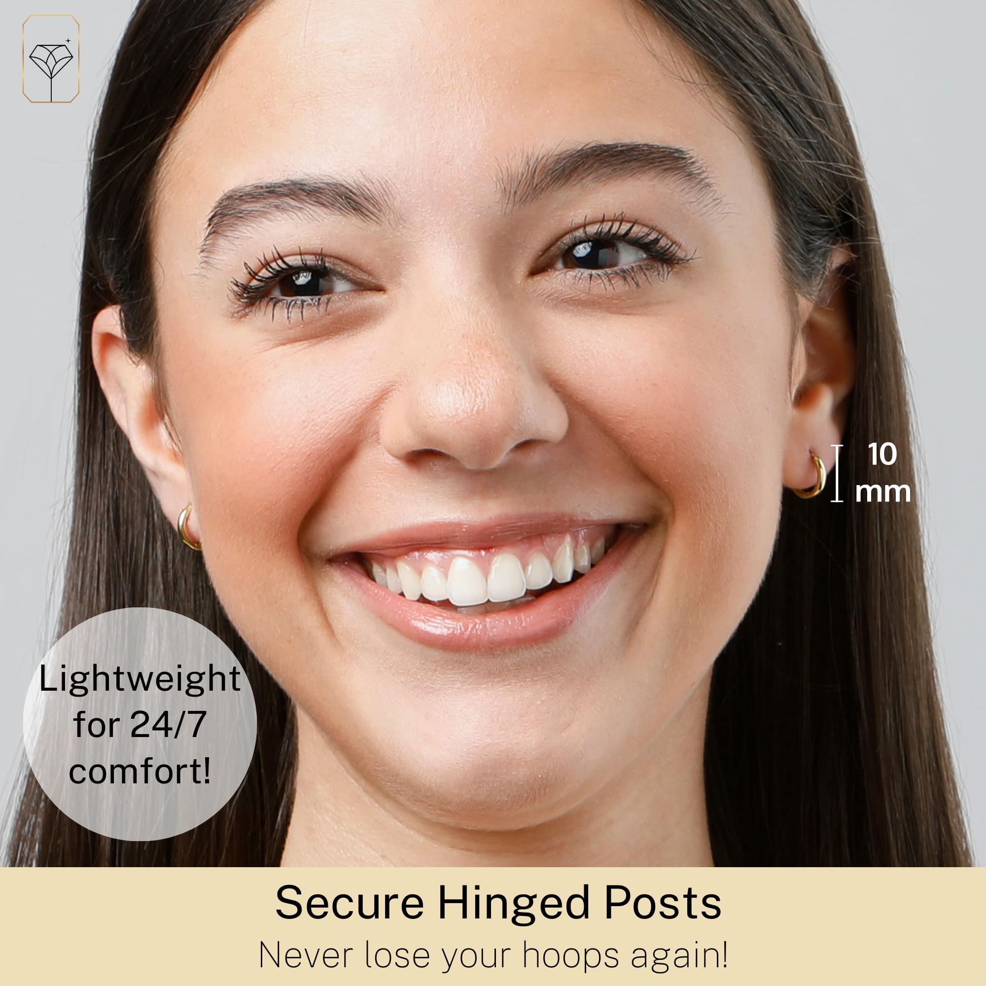 14K Solid Yellow Gold Huggie Earrings | Hypoallergenic Domed or Flat Style Small Hoop Earrings in Sizes 10mm, 12mm & 14mm | Small Gold Hoops by MAX + STONE