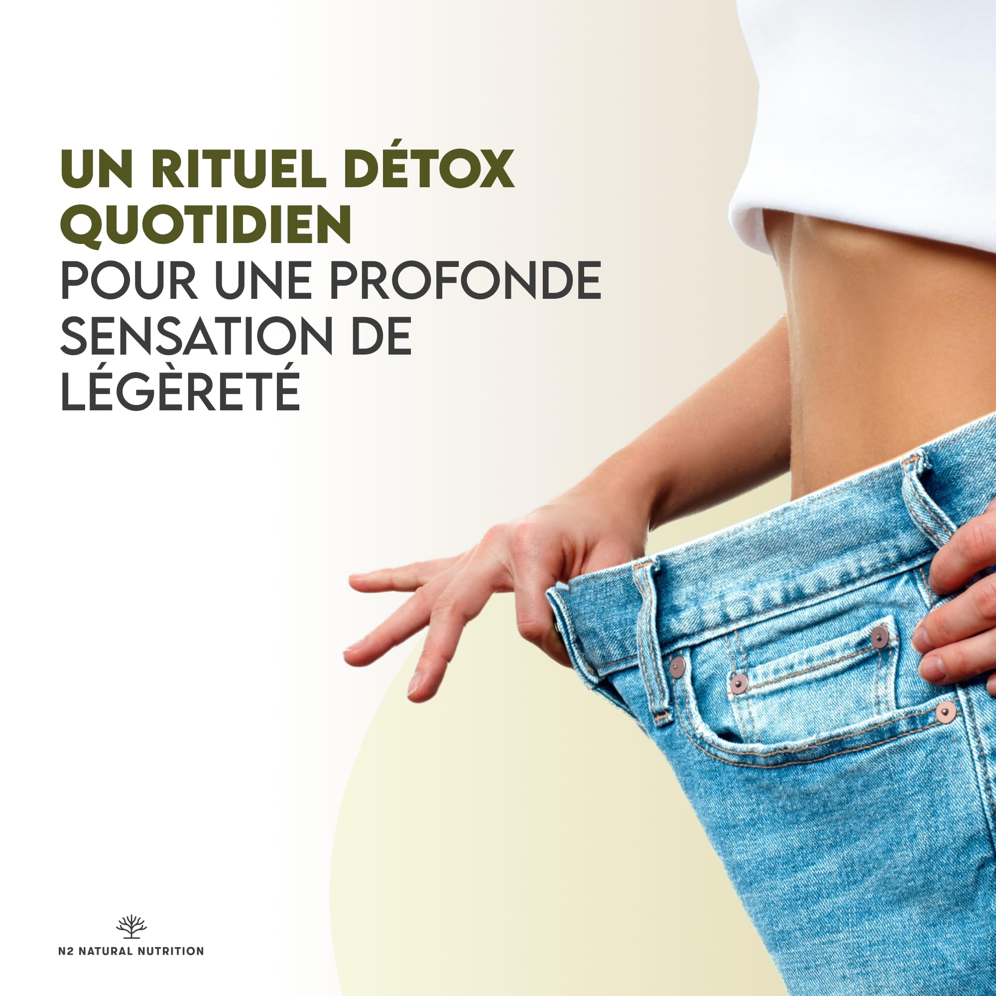 DÉTOX. Formule liquide avec Thé Vert, Pissenlit, Guarana, Papaye, Thé de Java, Maté, Groseiller Noir, Rhubarbe. 500 ml. Formule naturelle, VEGAN. CE. N2 Natural Nutrition