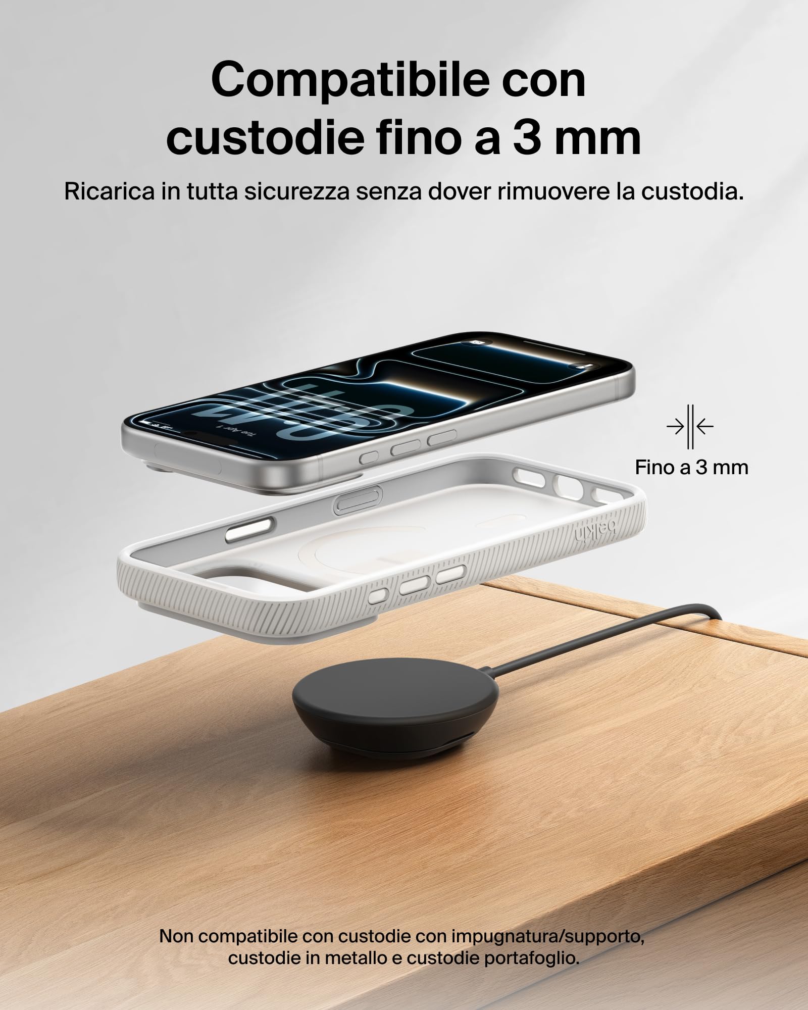 Belkin UltraCharge Chargeur Magnétique Qi2 25 W, Chargeur Sans Fil Rapide, MagSafe Avec Technologie De Refroidissement Passive, Support Pour L'iPhone 17 (Tous Modèles), Pixelsnap, AirPods Pro - Noir