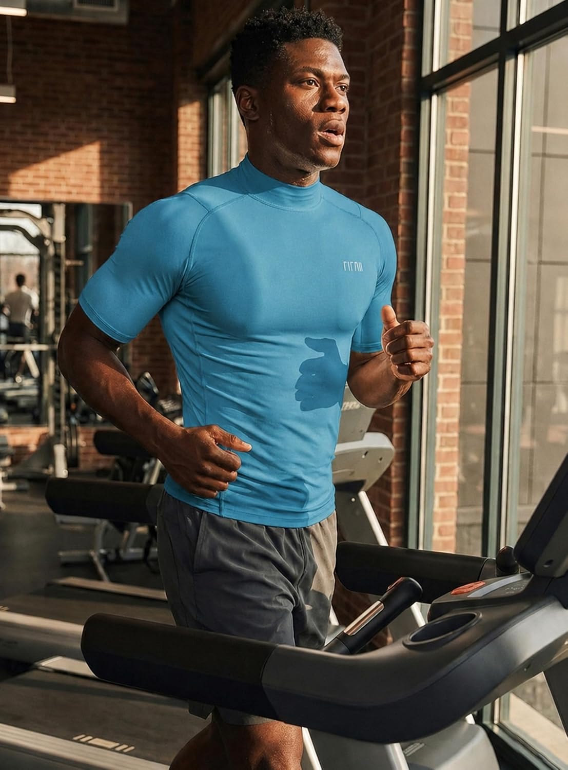 Men's Short Sleeve Compression Shirts Mock Neck Workout T-Shirt Athletic Gym Base Layer