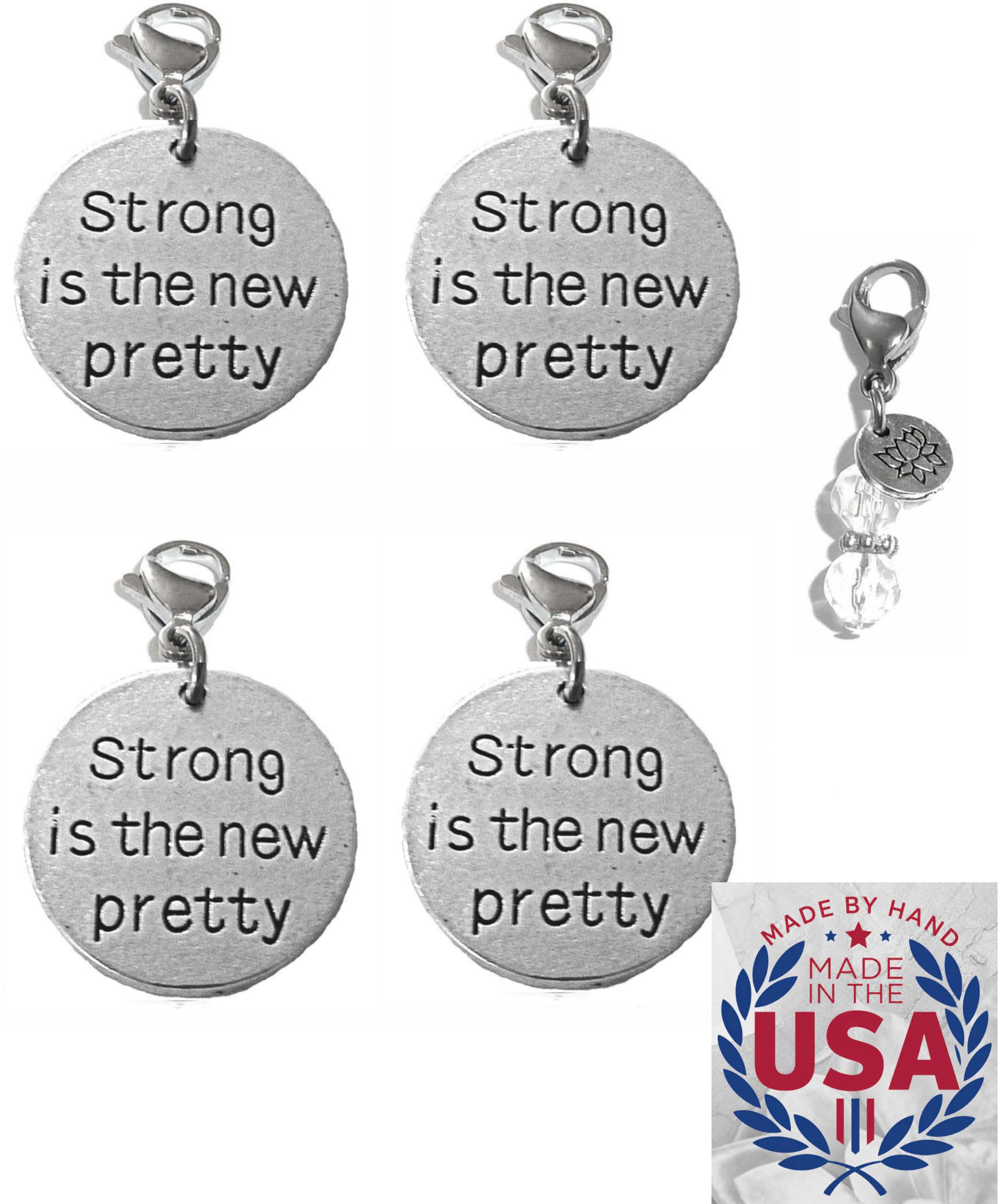 Hidden Hollow Beads 4 Clip On Charms for Purse, Handbag, Keychain, Zipper Pull, Backpack, Jewelry Accessory, USA