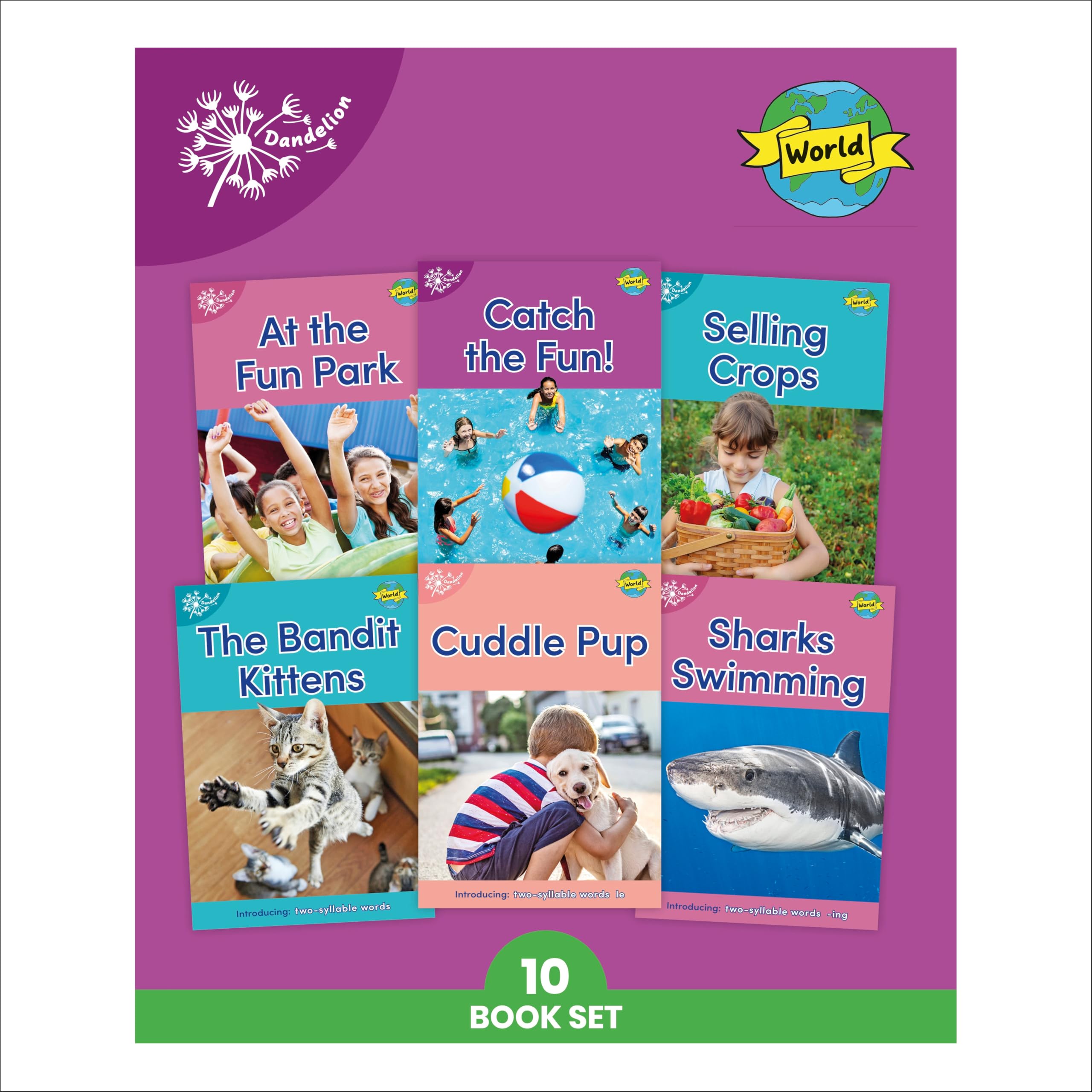 Phonic Books Dandelion World Stages 16-20 ('tch' and 've', two-syllable words, suffixes -ed and -ing and 'le') (Phonic Books Beginner Decodable)