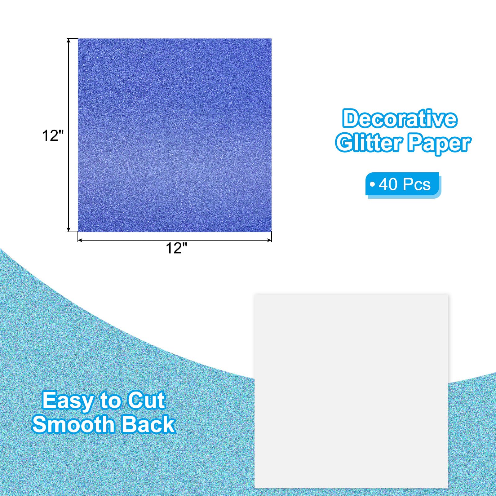 PATIKIL 40 Fogli Cartoncino Glitter Blu Scuro, 12 x 12 Pollici 250gsm Carta Quadrata Scintillante Bene Qualità, Cartoncino Artigianale, per Realizzare Biglietti Album Ritagli, Matrimonio
