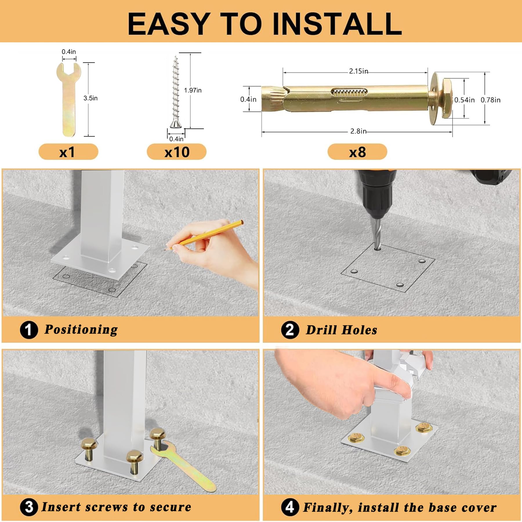 Ringhiera per Scale Interne a u, Ringhiera antiscivolo in Ferro, Corrimano per Scale con motivo a diamante, per Corridoio Ingresso Terrazza, con Kit di Viti (bianco, 110cm)