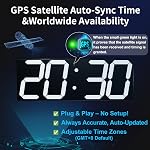 CHKOSDA 18.7 Inch Large Digital Clock with GPS Auto-Sync Time - White | 164ft Visibility, No Wi-Fi, Adjustable Timezone, 8-Level Dimming, Remote, Timer, for Living Room, Office, Classroom, Garage