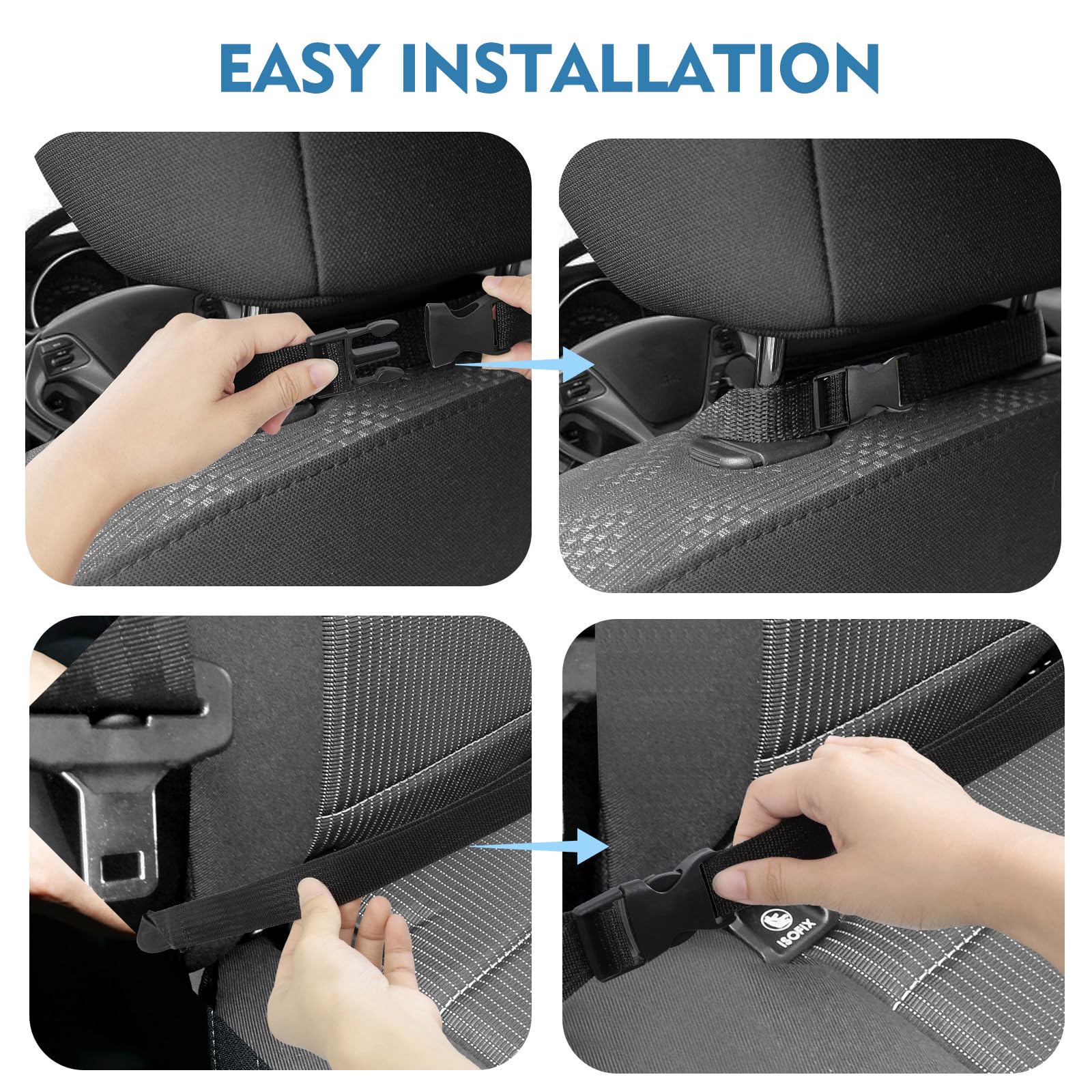Romon Organizador Asiento Coche, 2 Piezas Protector Silla Coche Bebe, Protectores de Asiento Coche Organizadores Impermeable Antisuciedad con 2 Bolsillos para Cachorro Botellas Juguetes Libros, Negro