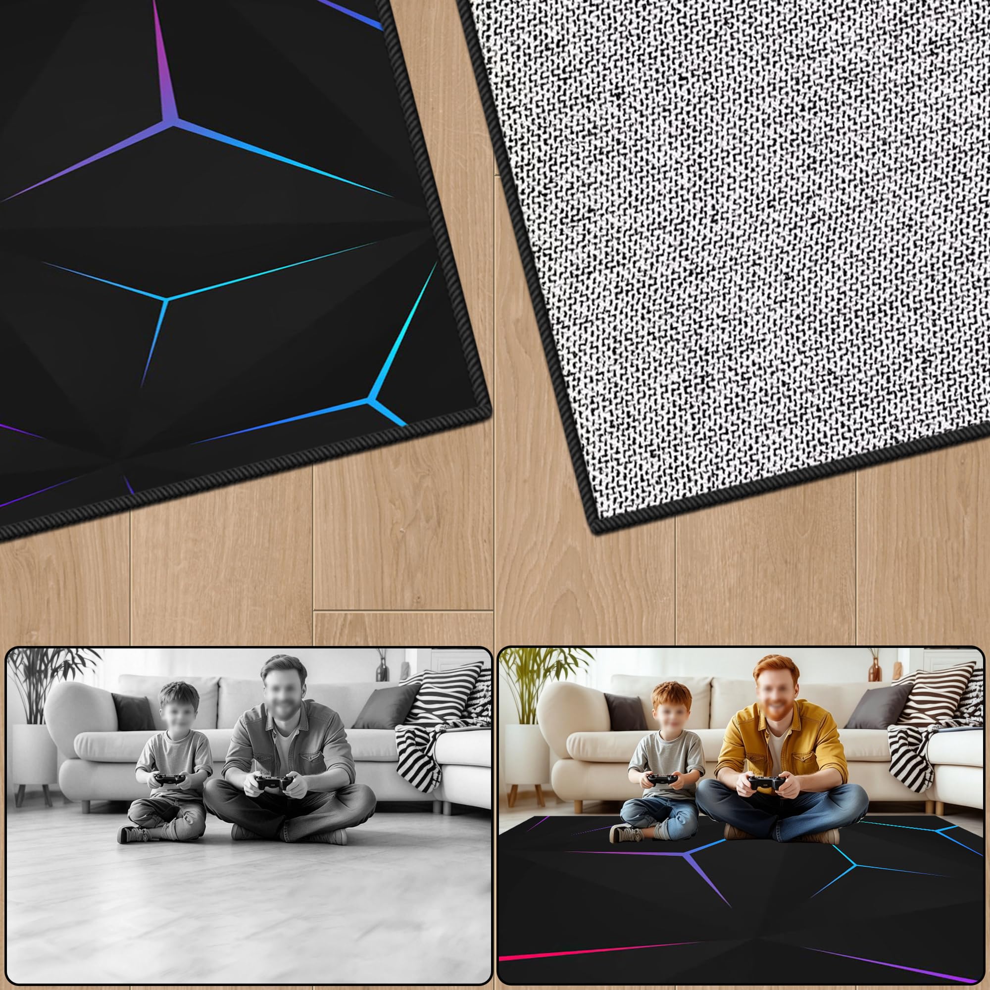 Tapis Chambre Garcon, Tapis Gamer Sol Chambre, Tapis Salon Lavable en Machine Antidérapant Grand pour Chambre Couloir Salle à Manger 120 x 180 cm