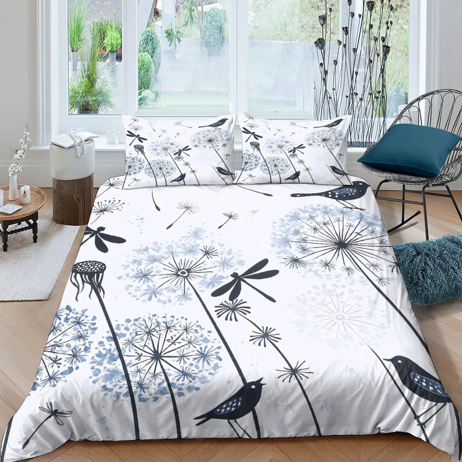 Ctjqhvkz Style-7 3D Printed Dandelion Meadow Fitted Sheet Microfiber Soft Breathable Bird Pattern Mattress Cover For Bedroom Guest Room Decor Single（135X200cm）