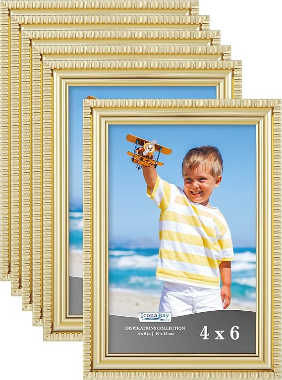 Amazon.co.jp Icona Bay 写真フレーム バルクセット (6個パック) 壁掛けハンガーとテーブルトップイーゼル付き 水平