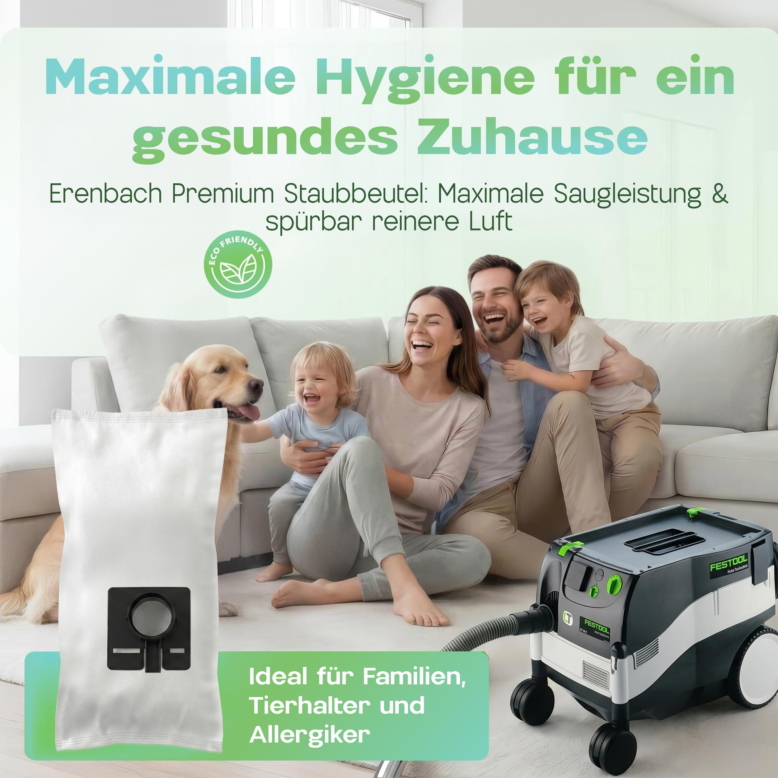 10 Staubsaugerbeutel passend für Festo/Festool CT 22, CT 22 E, CTL 22, CTL 33, CTL 33 LE SG Staubsauger, Mikrovlies