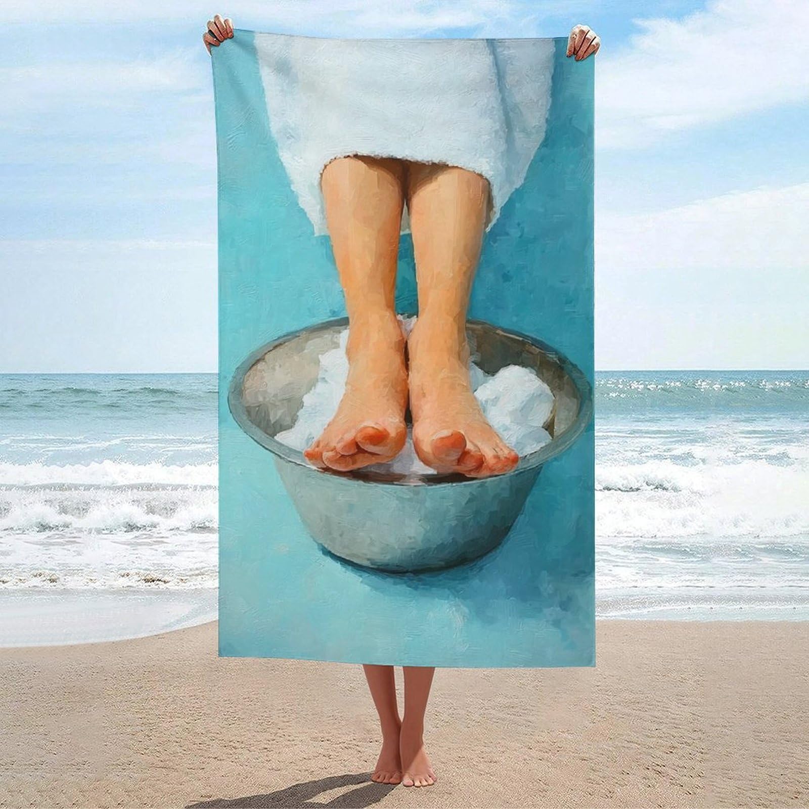 asbwuo Feet in A Bowl of Water Beach Towel