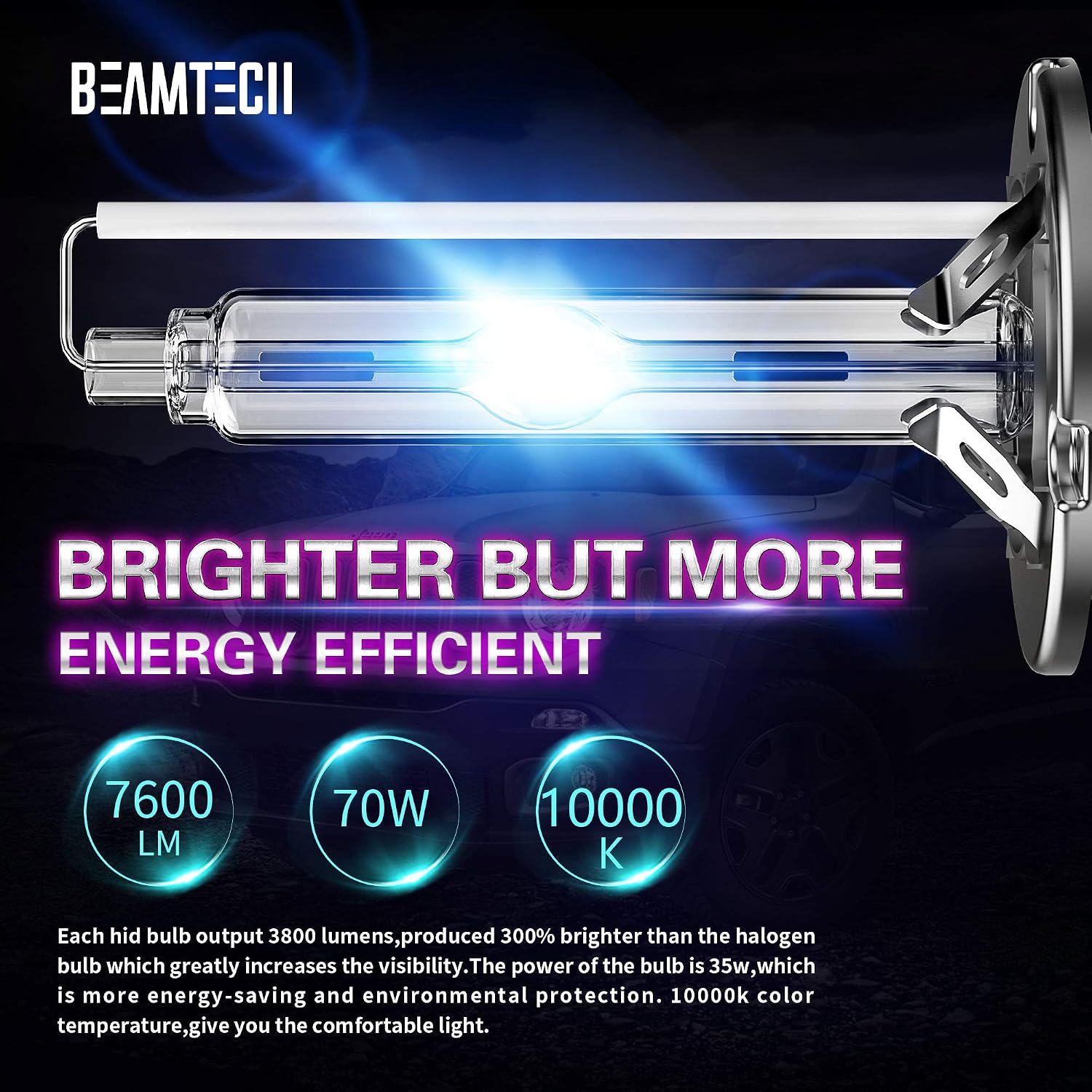 BEAMTECH D3S HID Bulbs, Xenon Headlight Replacement Bulb 35W 10000K Pack of 2