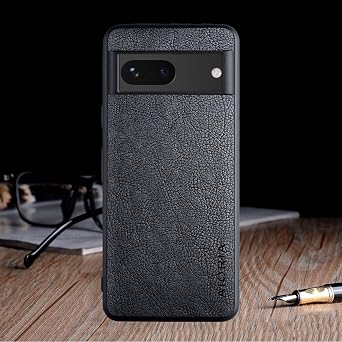 AIORIA Case for Google Pixel 7a, 6.1 Screen Premium PU Leather Cover Retro Business Design Full Protective case for Google Pixel 7a 5G(Black)