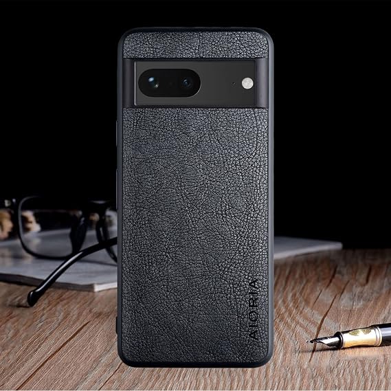 AIORIA Case for Google Pixel 7a, 6.1 Screen Premium PU Leather Cover Retro Business Design Full Protective case for Google Pixel 7a 5G(Black)